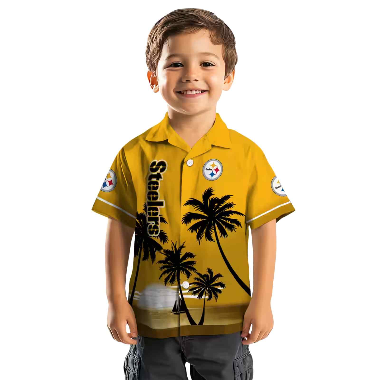 pittsburgh steelers beach sunset gold black hawaiian shirt top rated