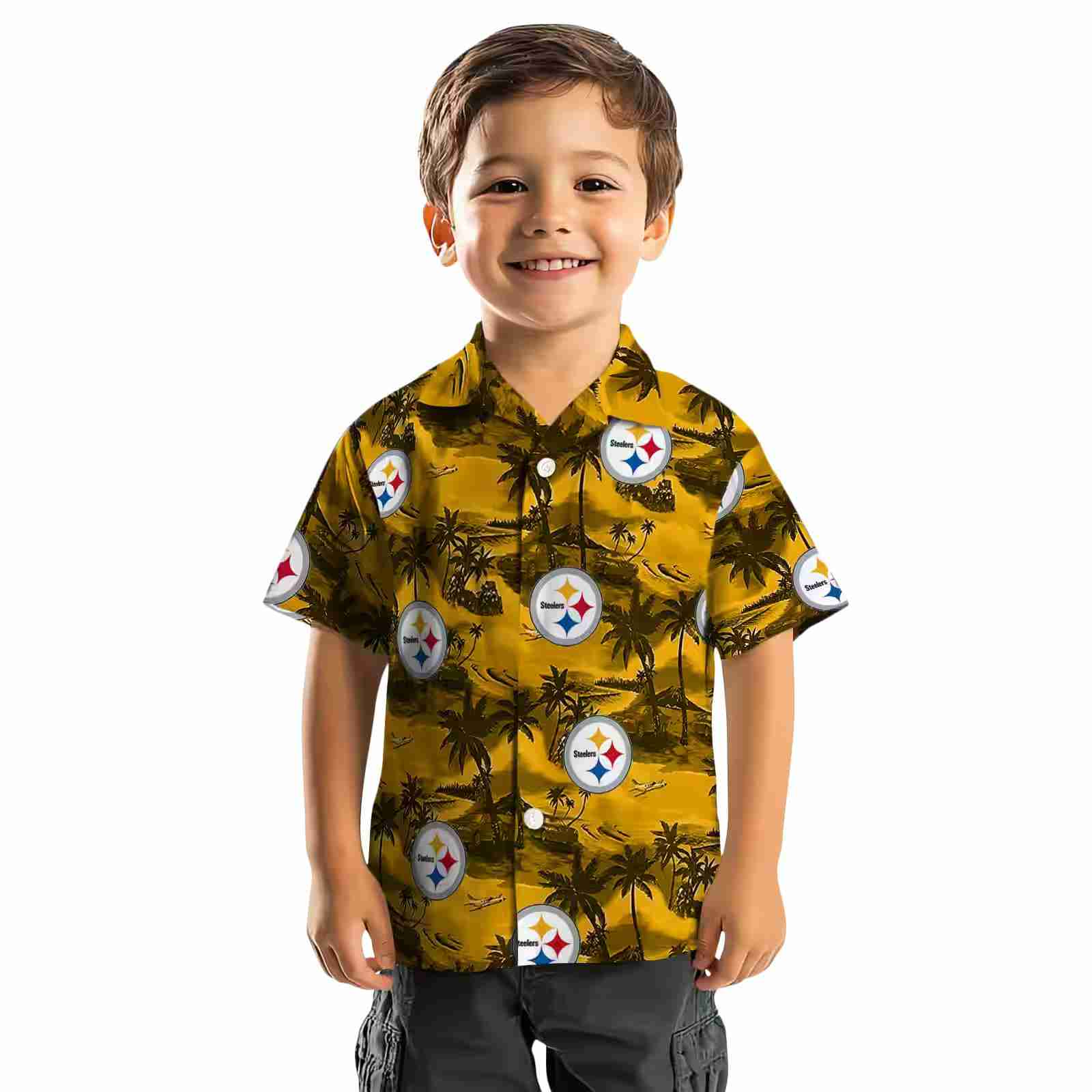 pittsburgh steelers coastal palms gold hawaiian shirt top rated