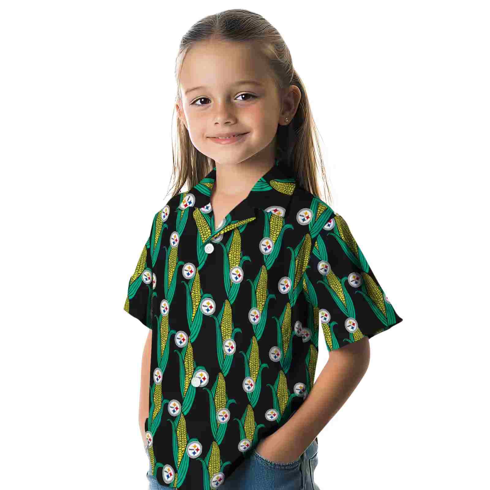 pittsburgh steelers corn motifs black green hawaiian shirt premium grade