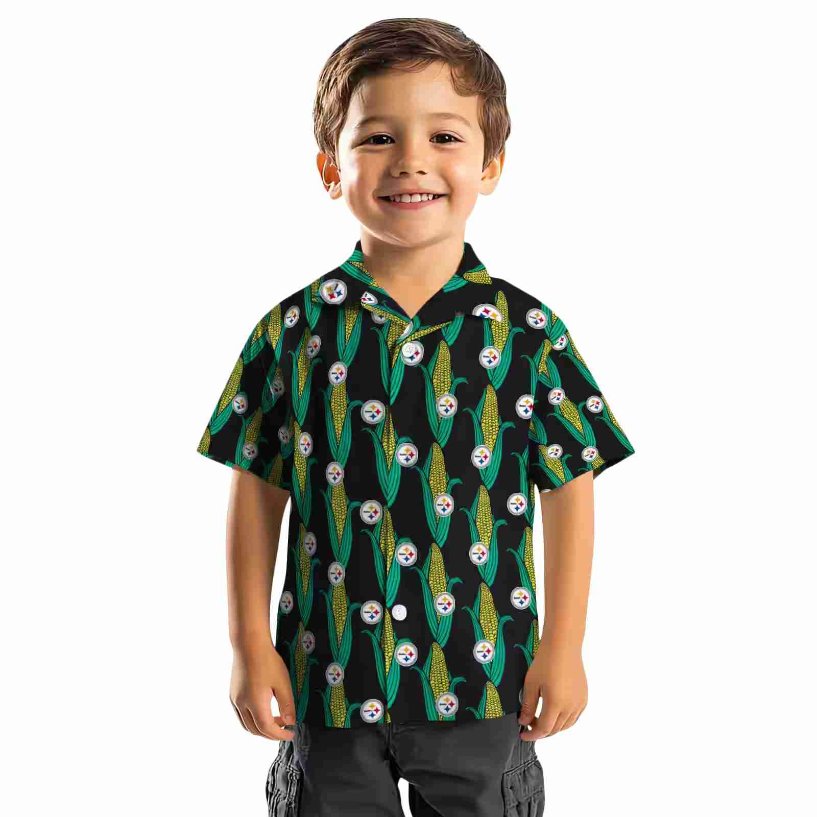 pittsburgh steelers corn motifs black green hawaiian shirt top rated