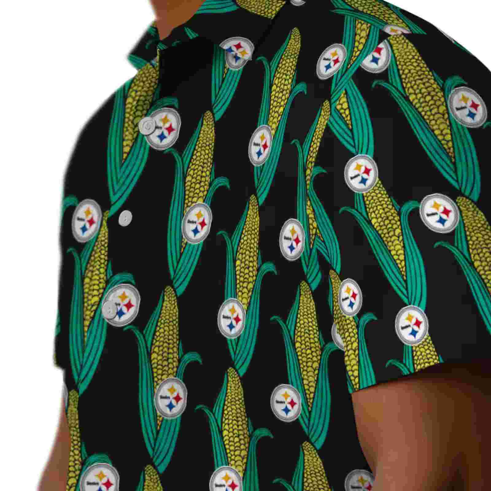 pittsburgh steelers corn motifs black green hawaiian shirt trendy