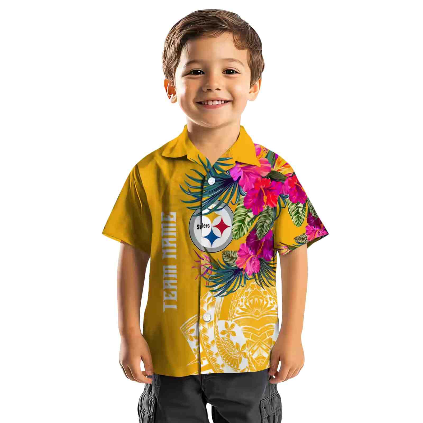 pittsburgh steelers floral polynesian gold hawaiian shirt top rated