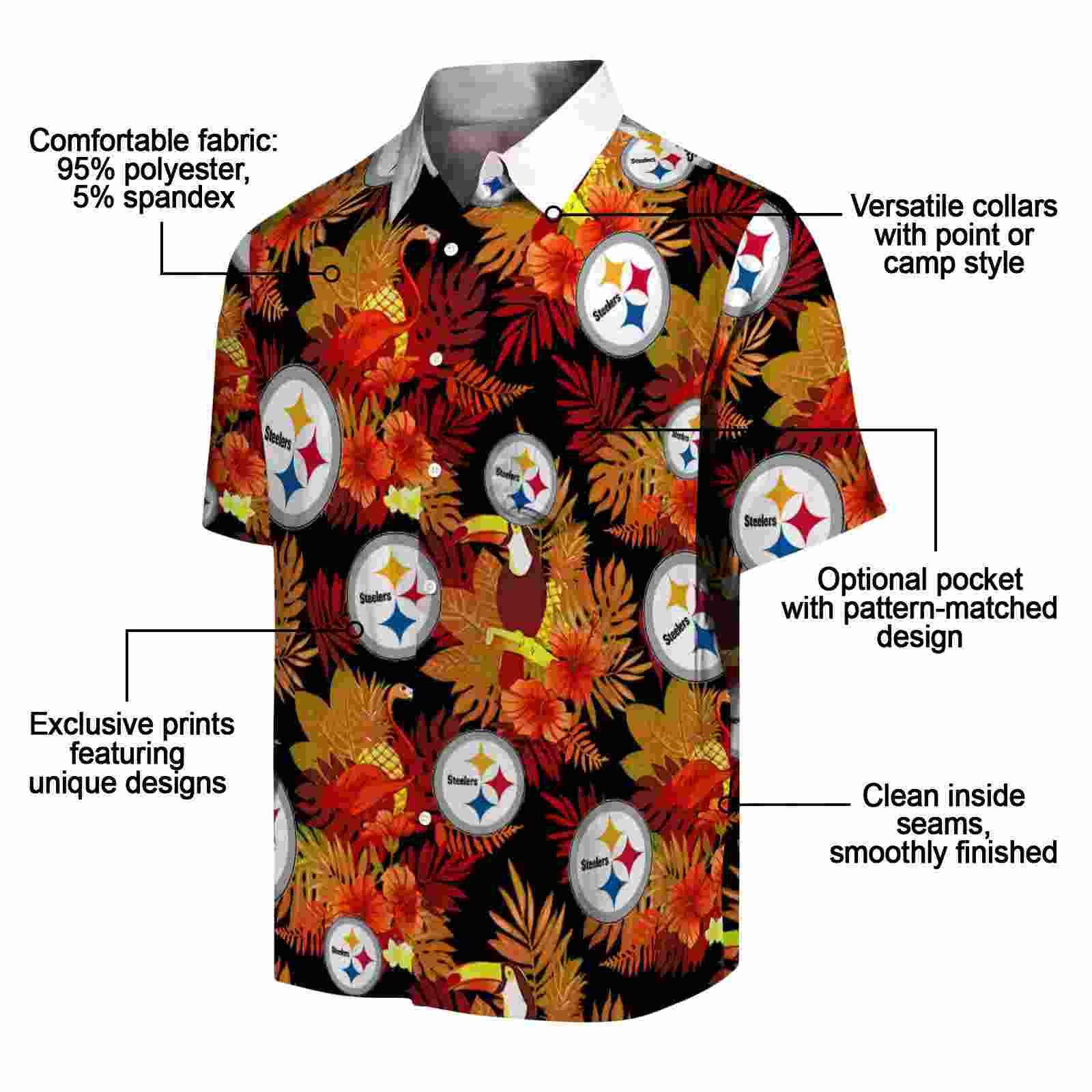 pittsburgh steelers floral toucan gold red hawaiian shirt new arrival