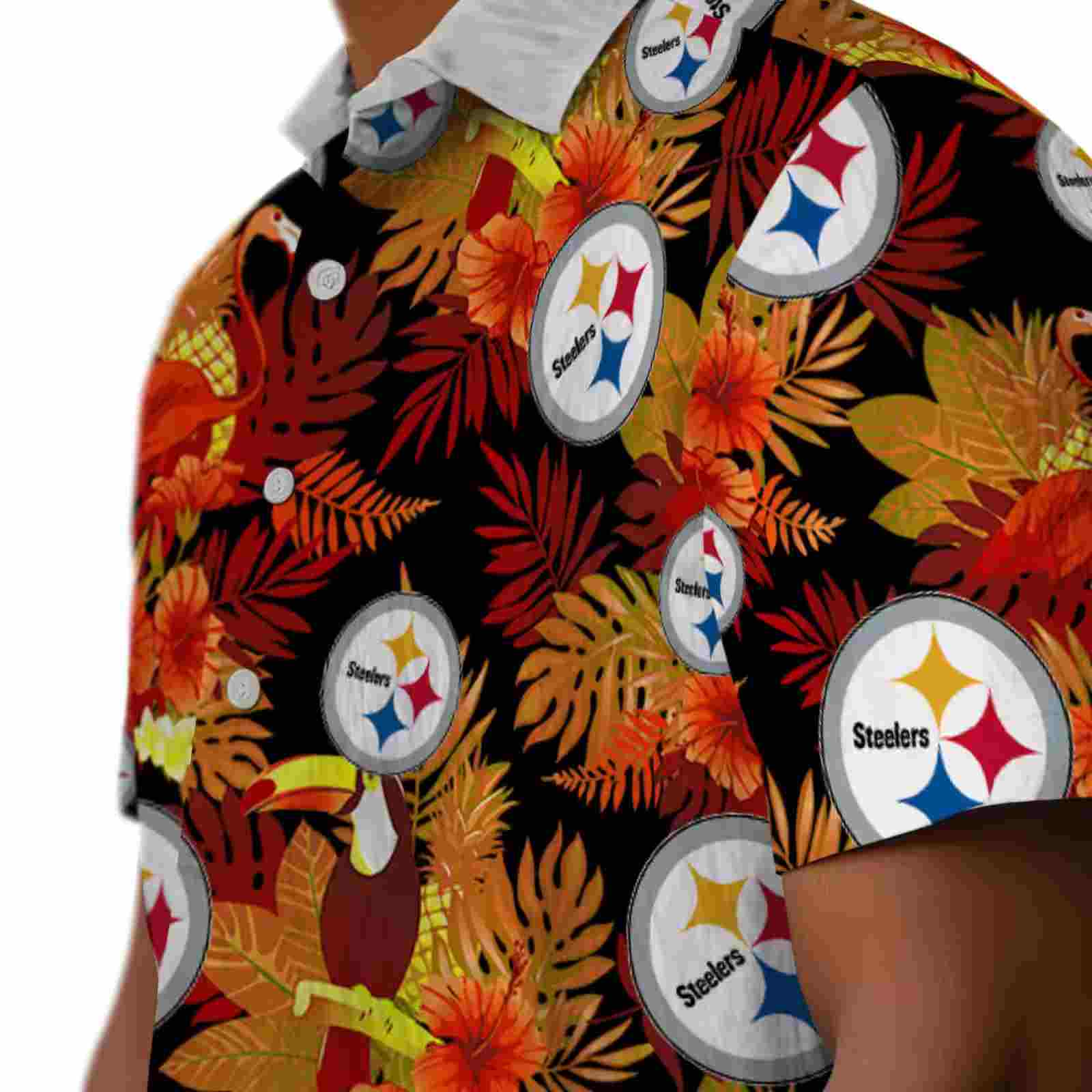 pittsburgh steelers floral toucan gold red hawaiian shirt trendy