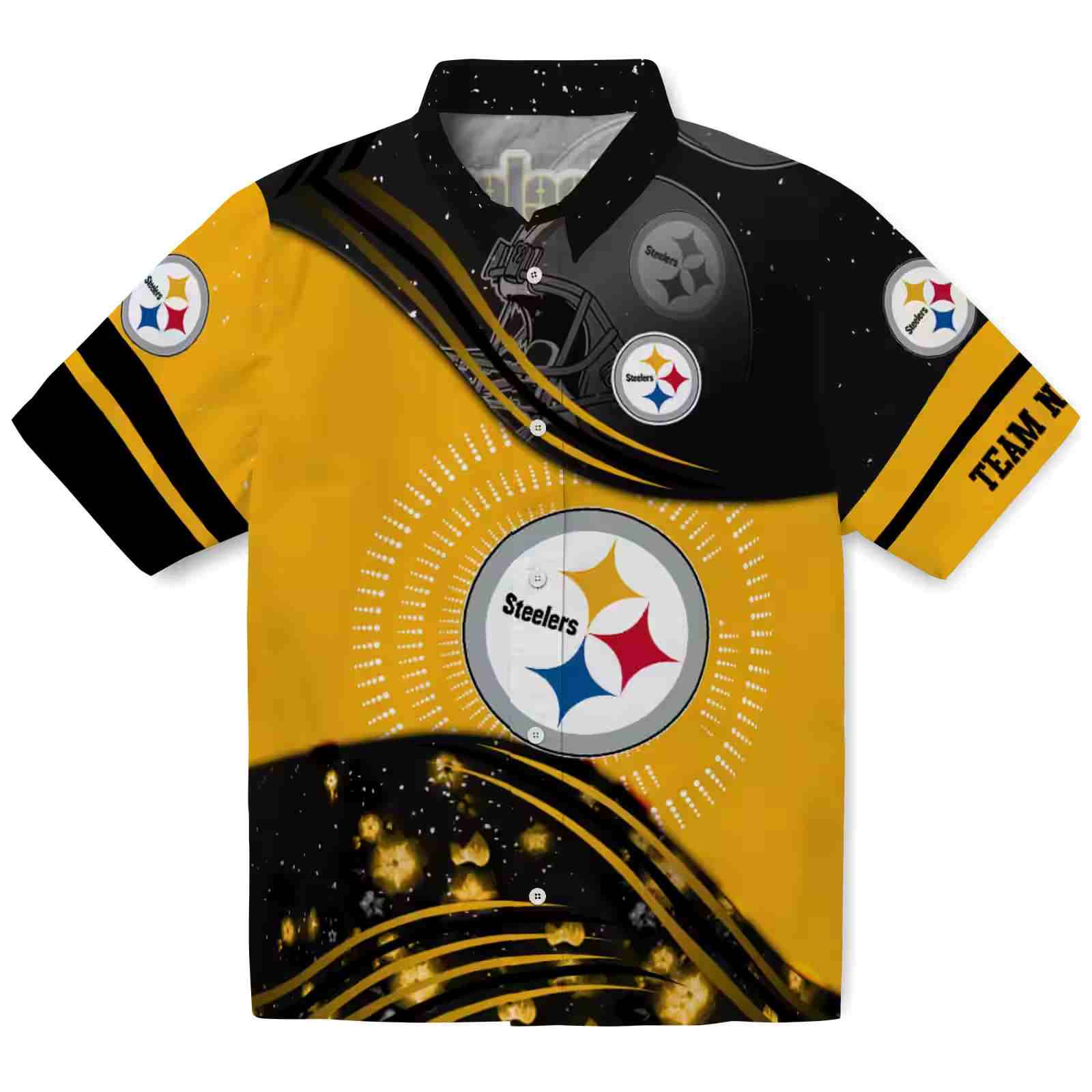 Pittsburgh Steelers Football Wave Gold Black Hawaiian Shirt