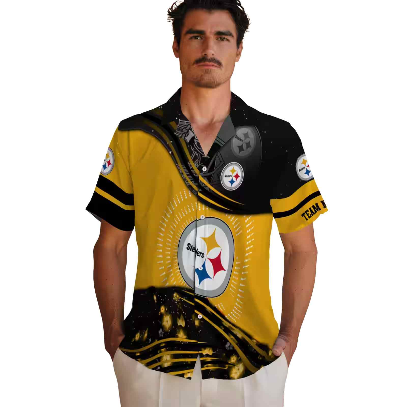 pittsburgh steelers football wave gold black hawaiian shirt fashion forward