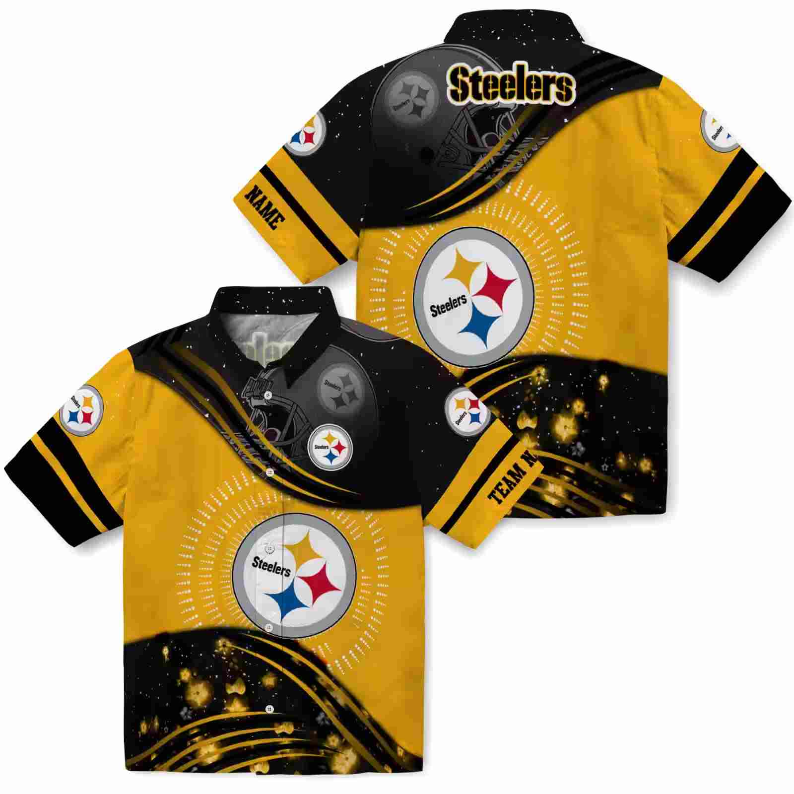 pittsburgh steelers football wave gold black hawaiian shirt high quality