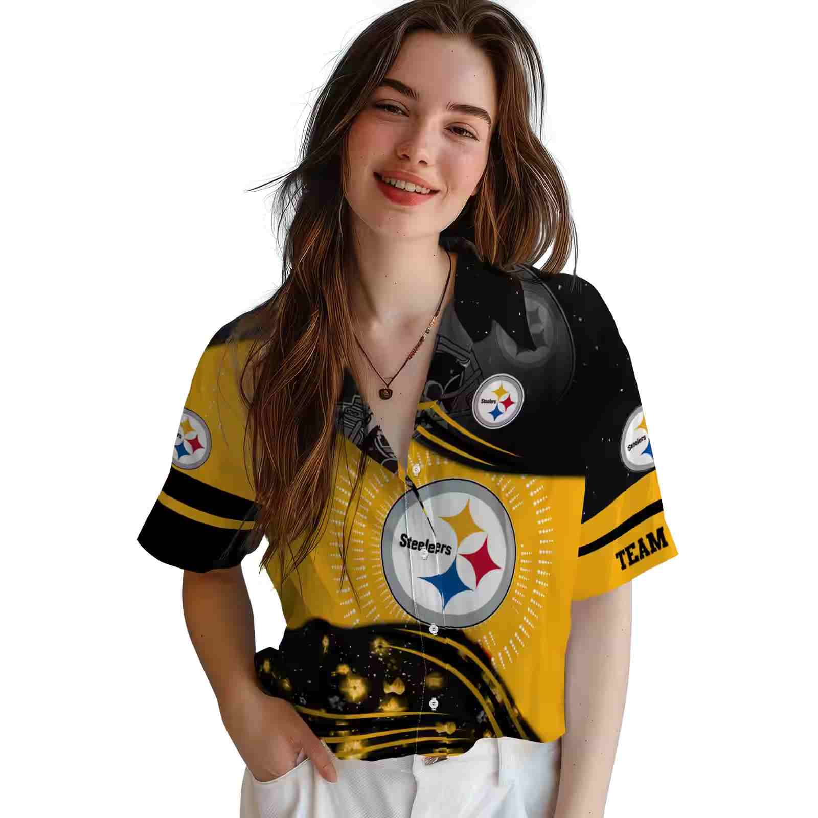 pittsburgh steelers football wave gold black hawaiian shirt latest model