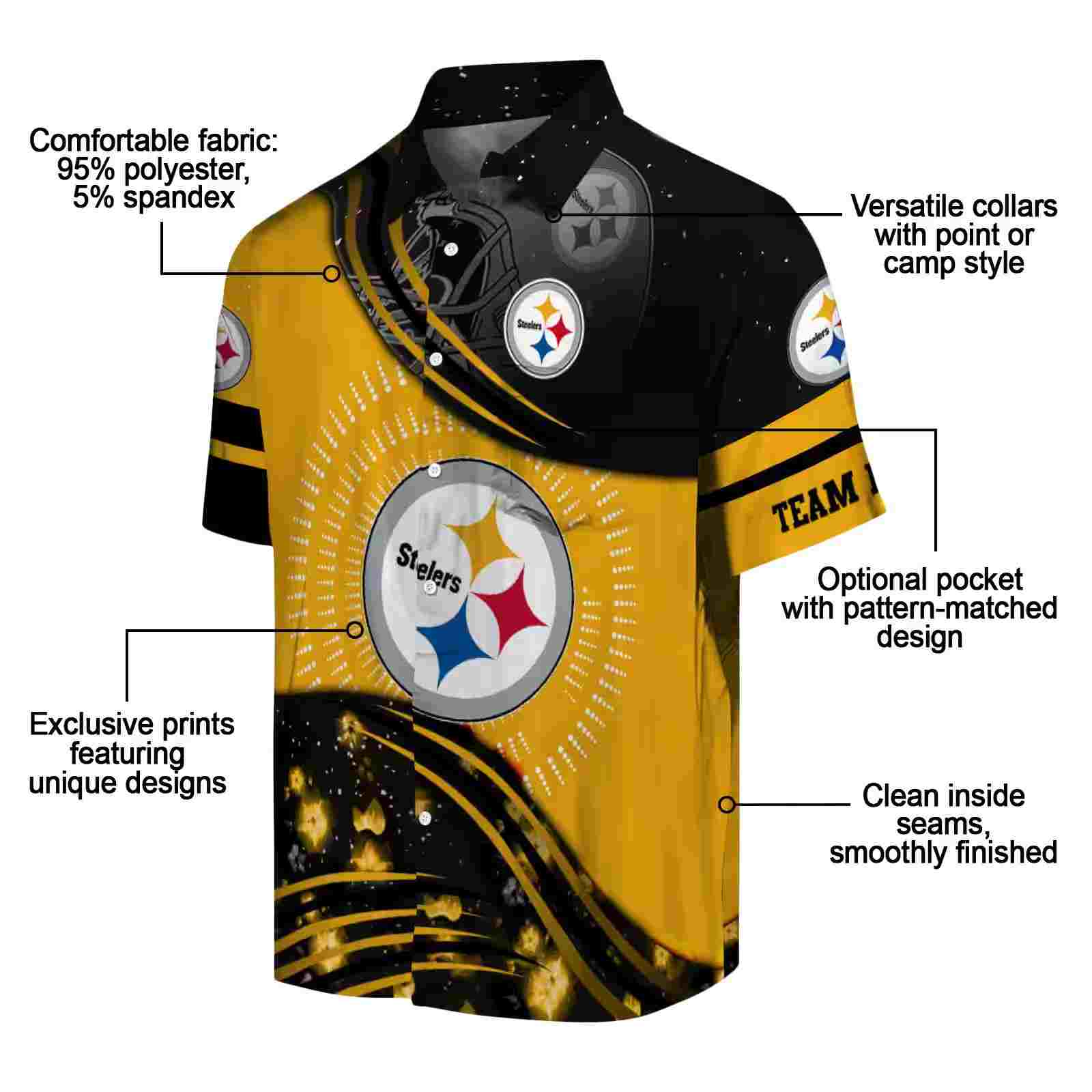 pittsburgh steelers football wave gold black hawaiian shirt new arrival