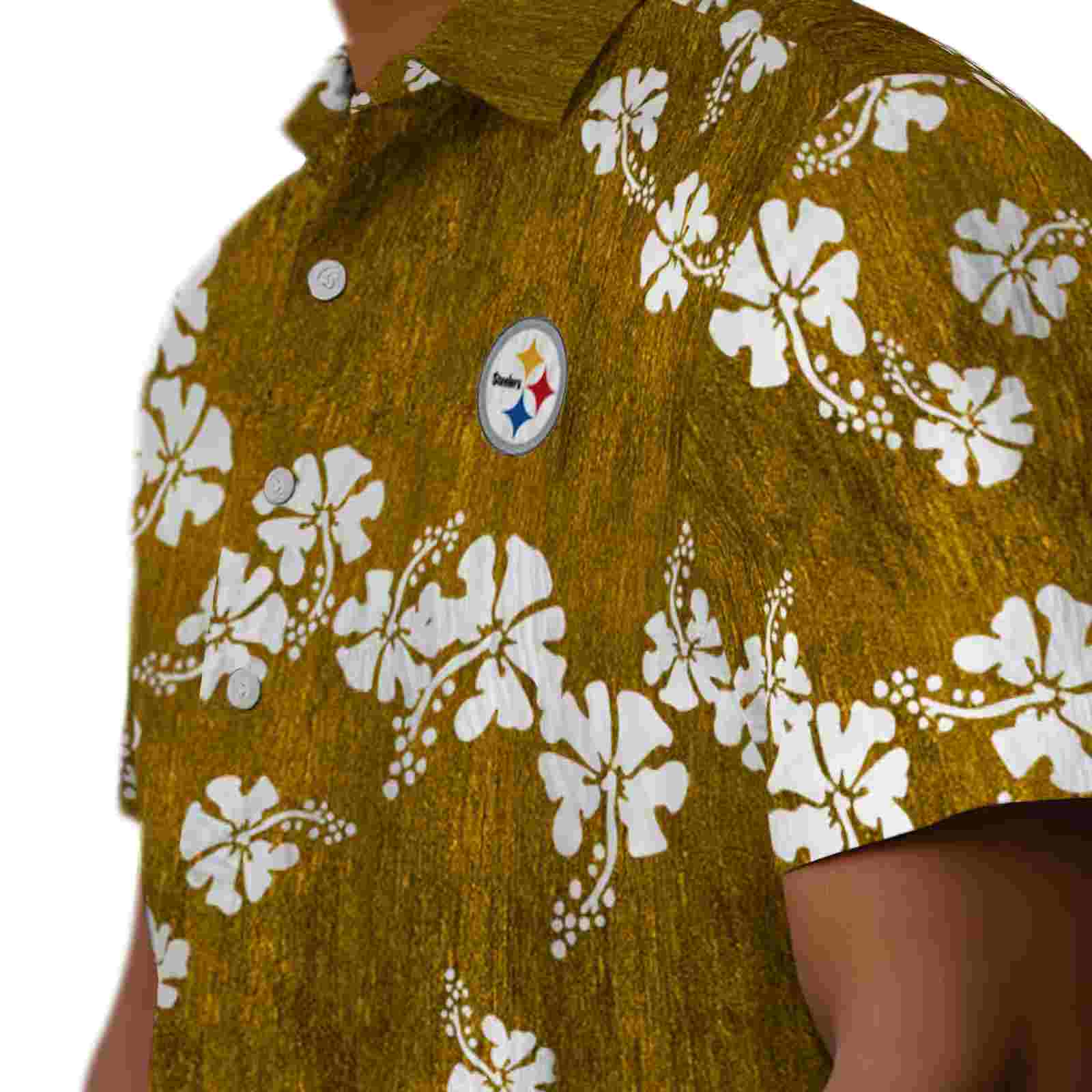 pittsburgh steelers hibiscus clusters gold hawaiian shirt trendy