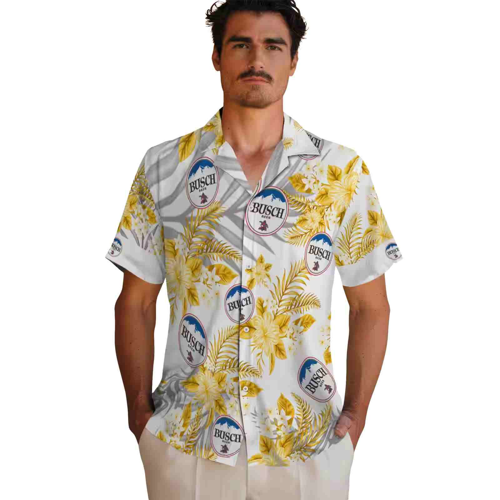 pittsburgh steelers hibiscus palm leaves gold white hawaiian shirt fashion forward