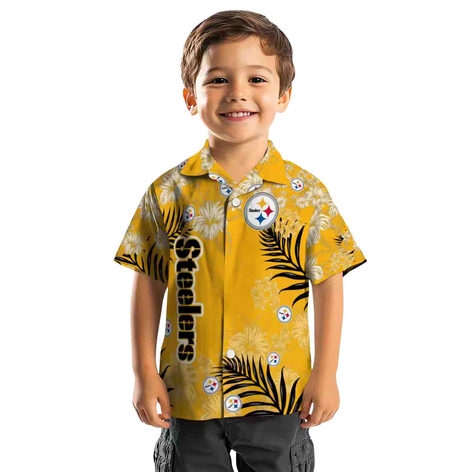 pittsburgh steelers hibiscus print gold hawaiian shirt top rated