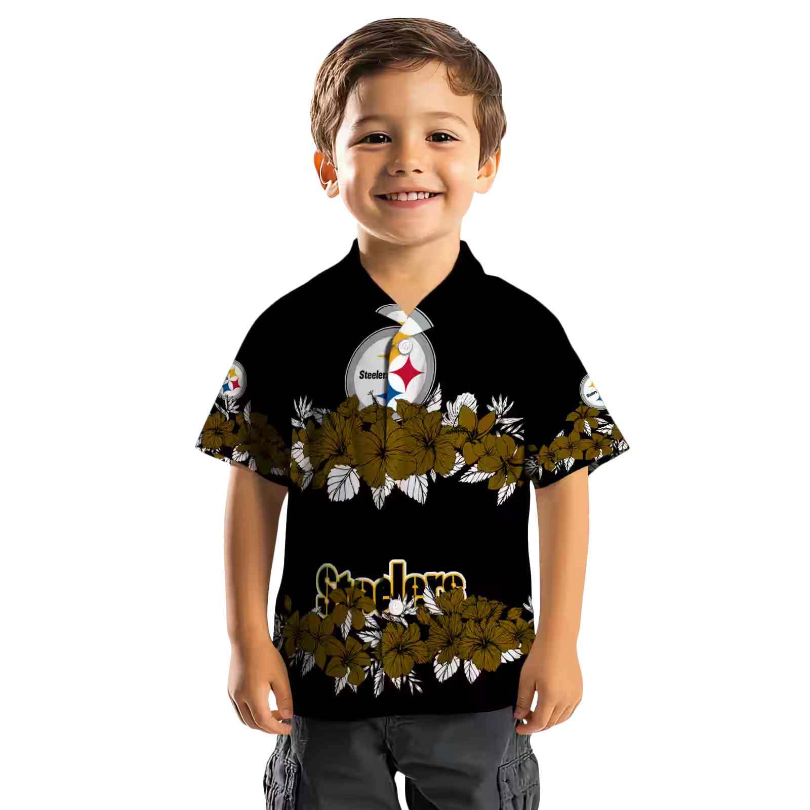 pittsburgh steelers hibiscus stripe gold black hawaiian shirt top rated