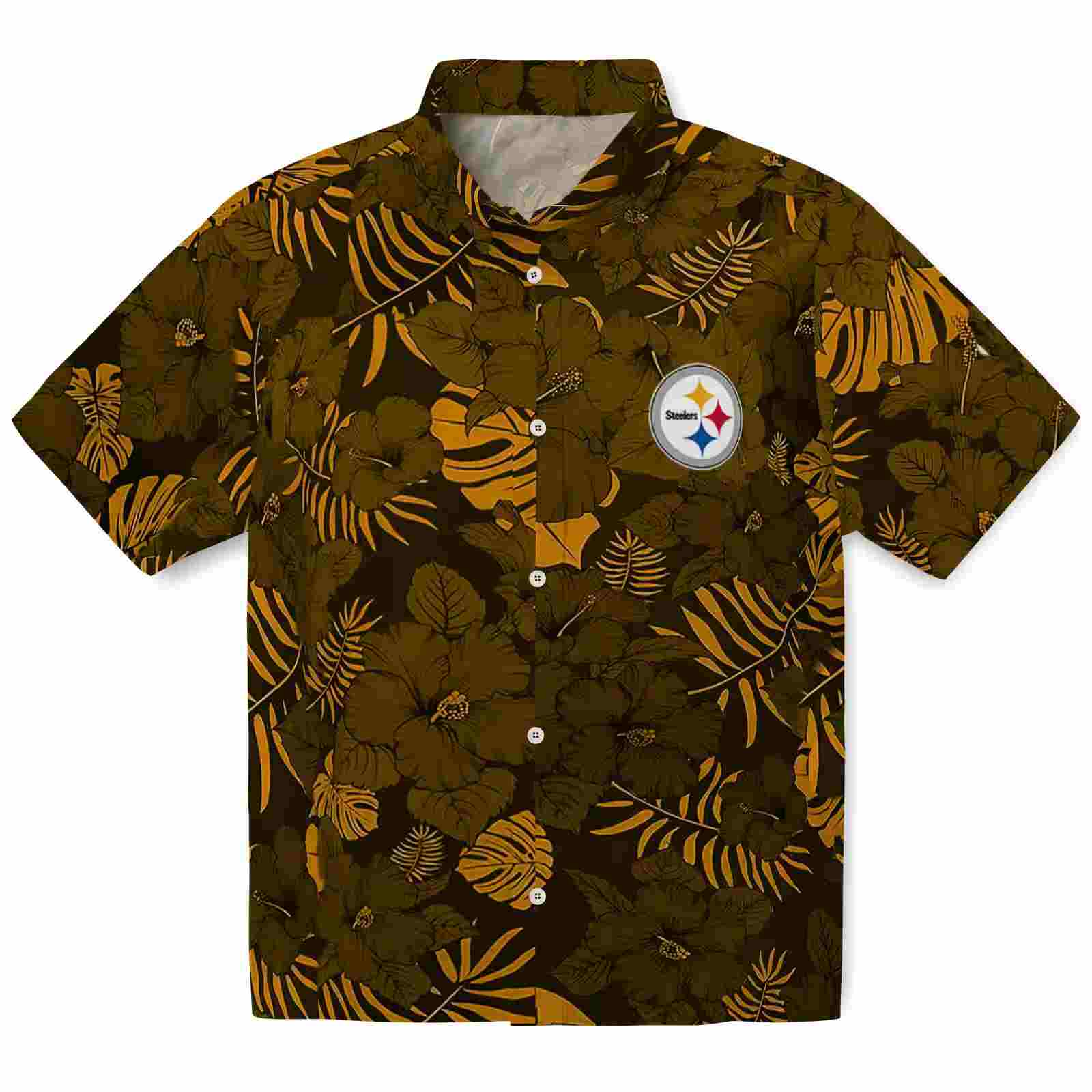 Pittsburgh Steelers Jungle Vibes Gold Hawaiian Shirt