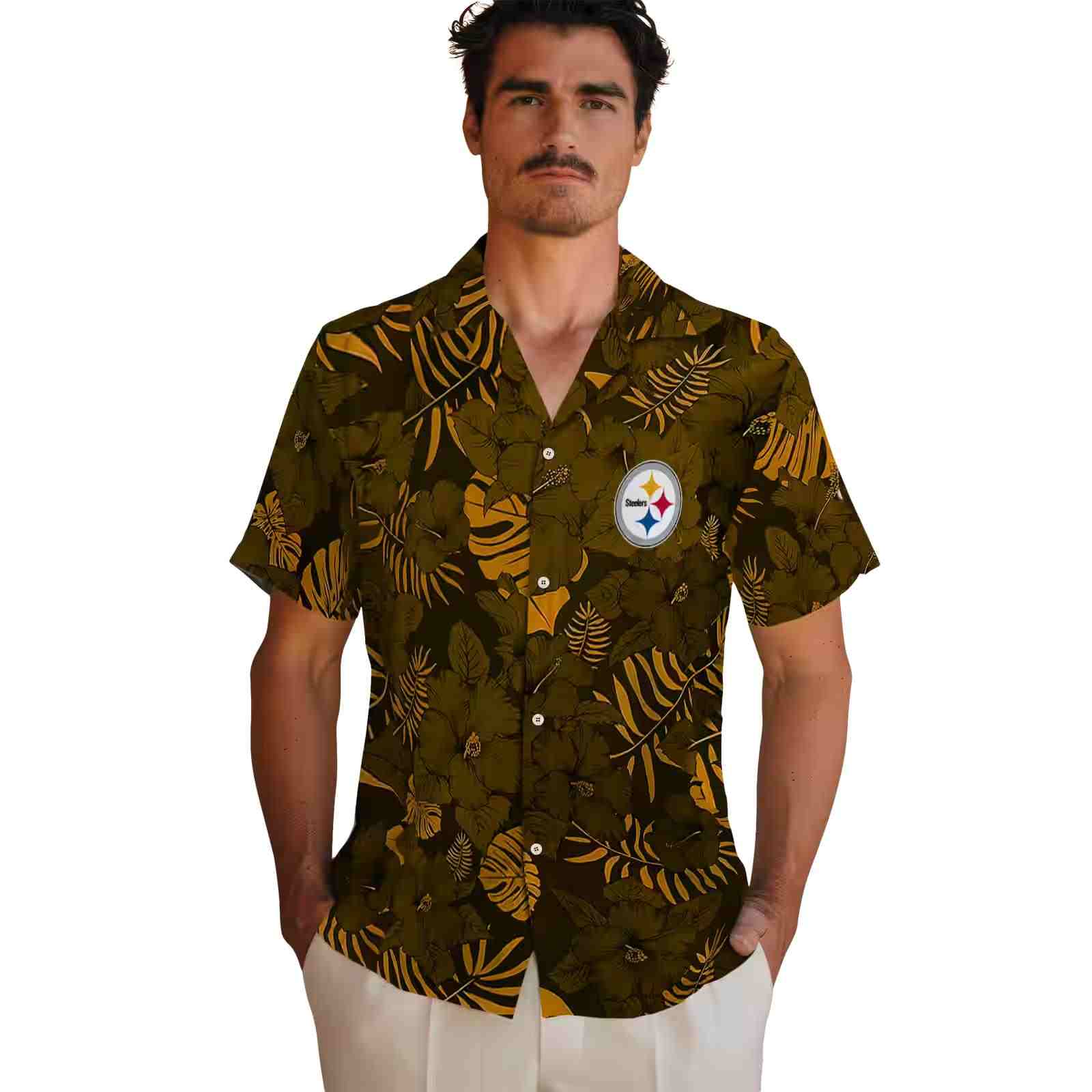 pittsburgh steelers jungle vibes gold hawaiian shirt fashion forward