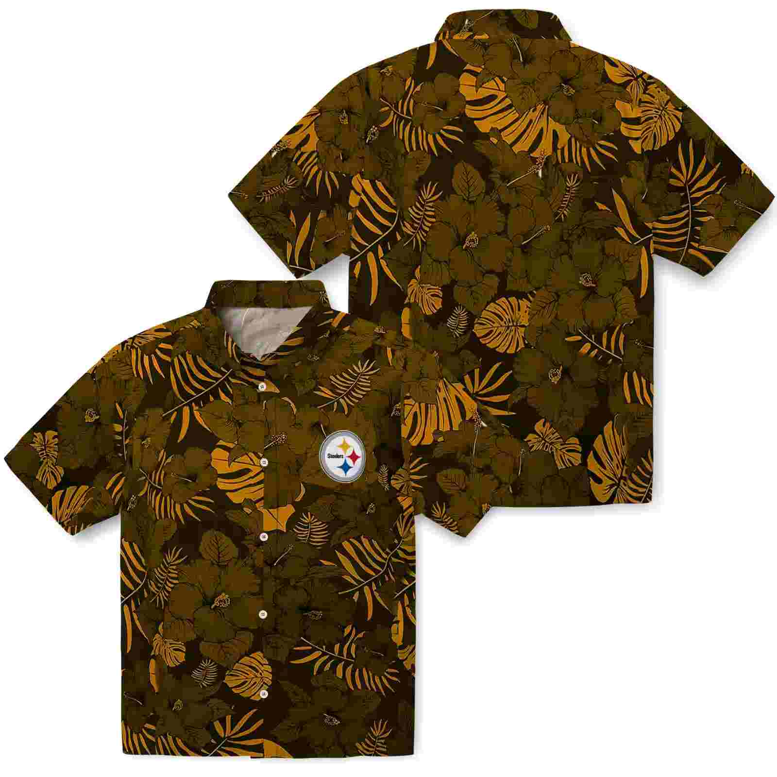 pittsburgh steelers jungle vibes gold hawaiian shirt high quality