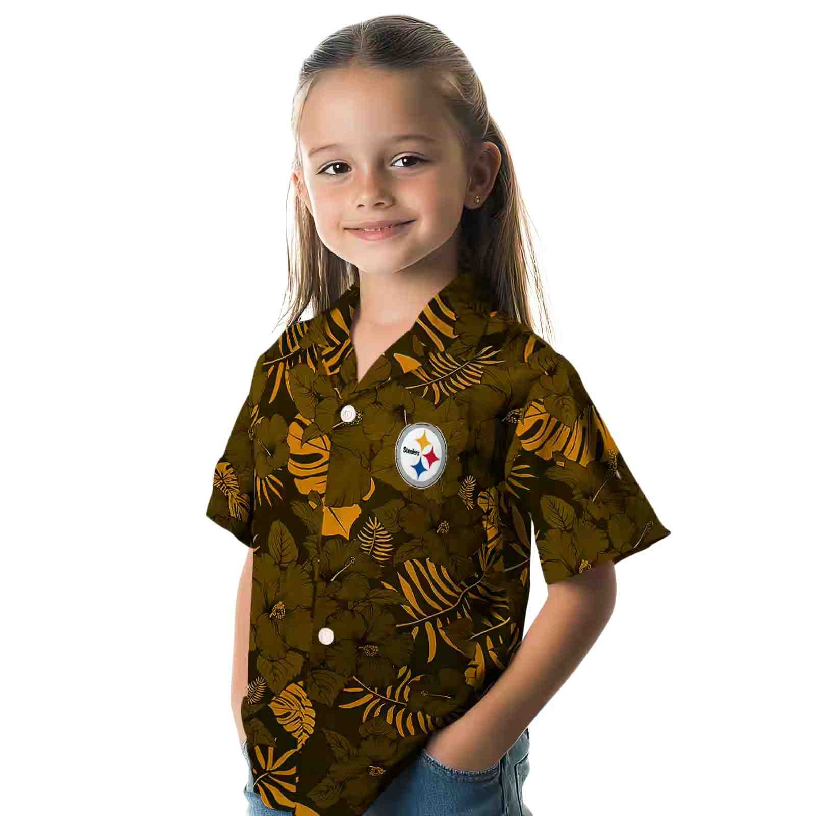 pittsburgh steelers jungle vibes gold hawaiian shirt premium grade