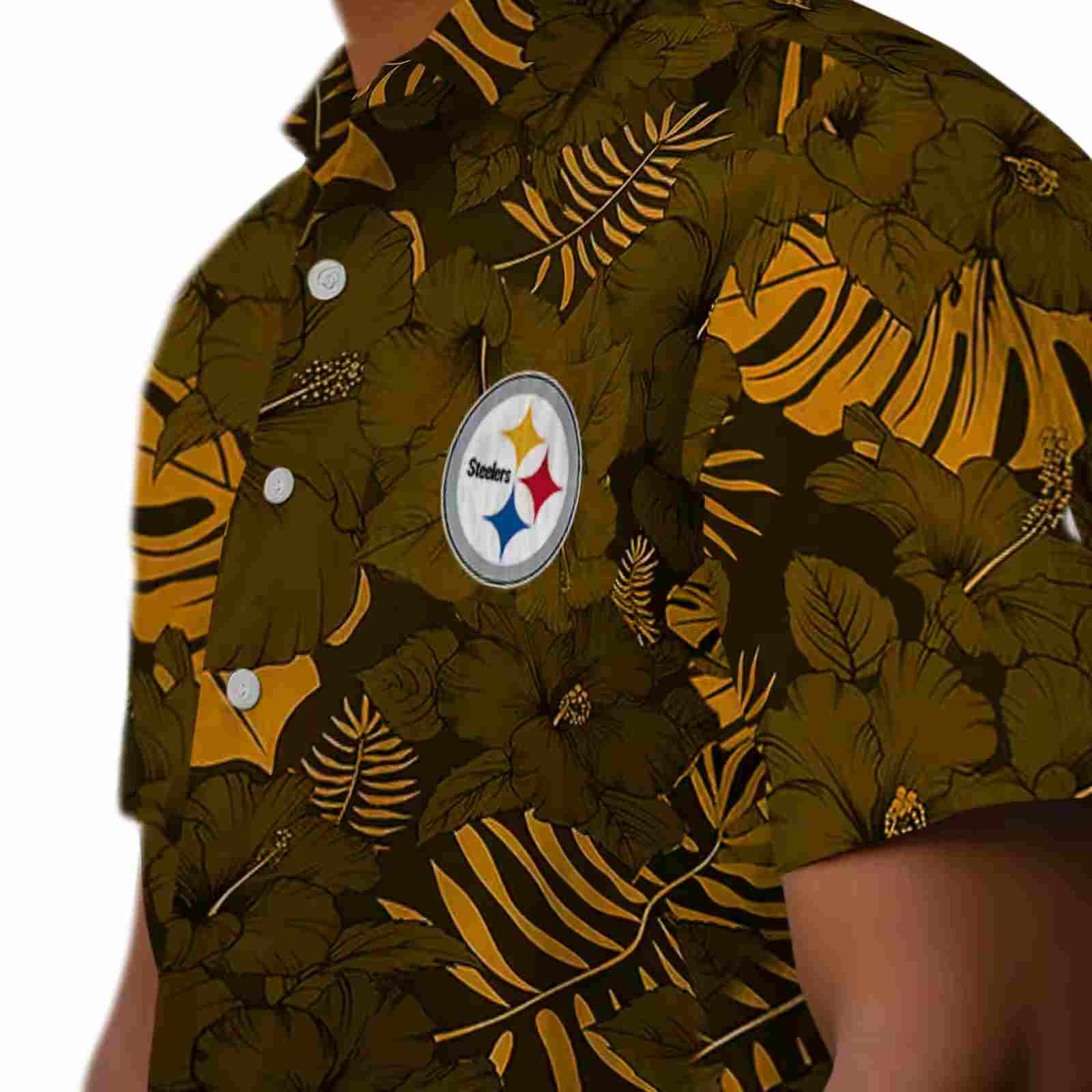 pittsburgh steelers jungle vibes gold hawaiian shirt trendy