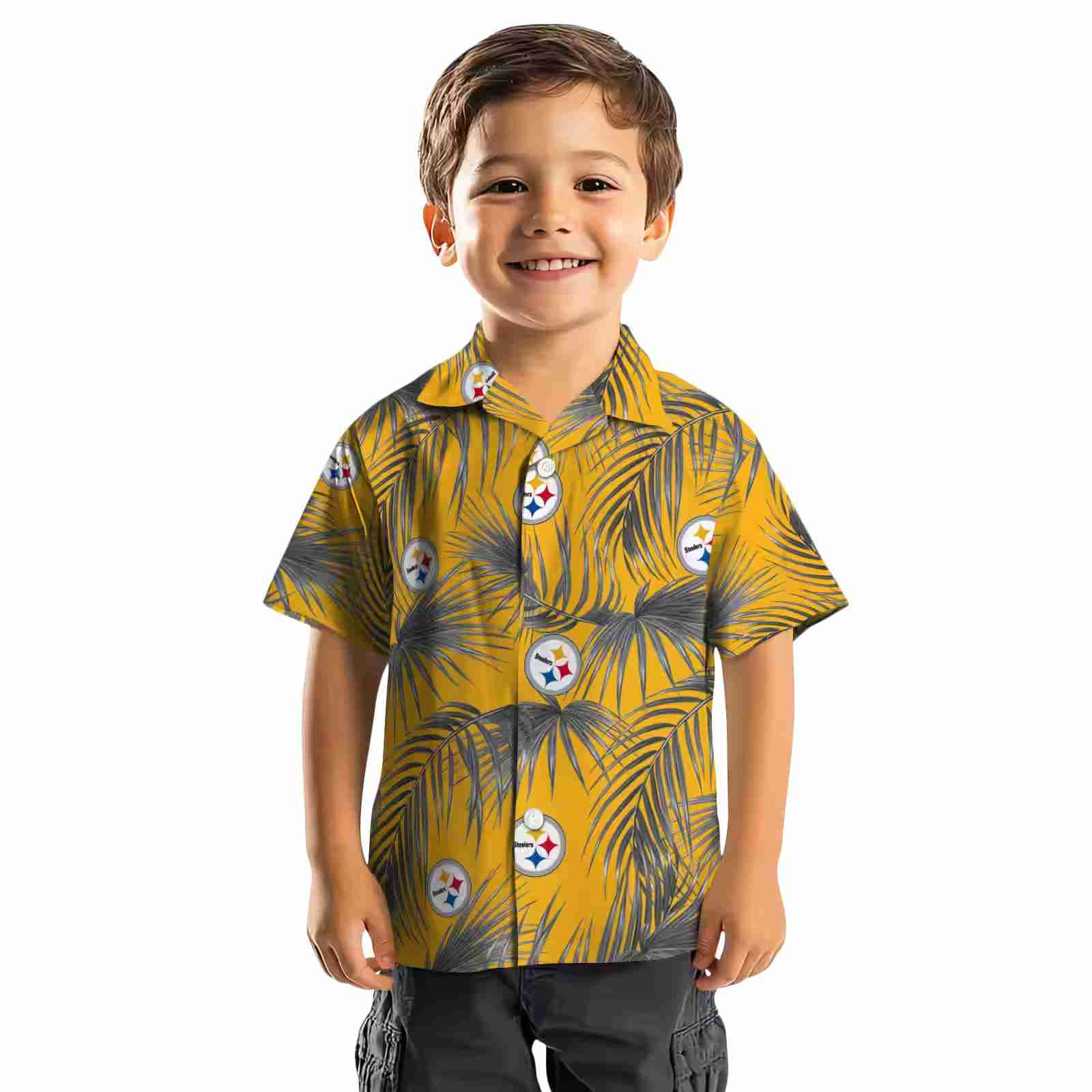 pittsburgh steelers leafy palms gold hawaiian shirt top rated