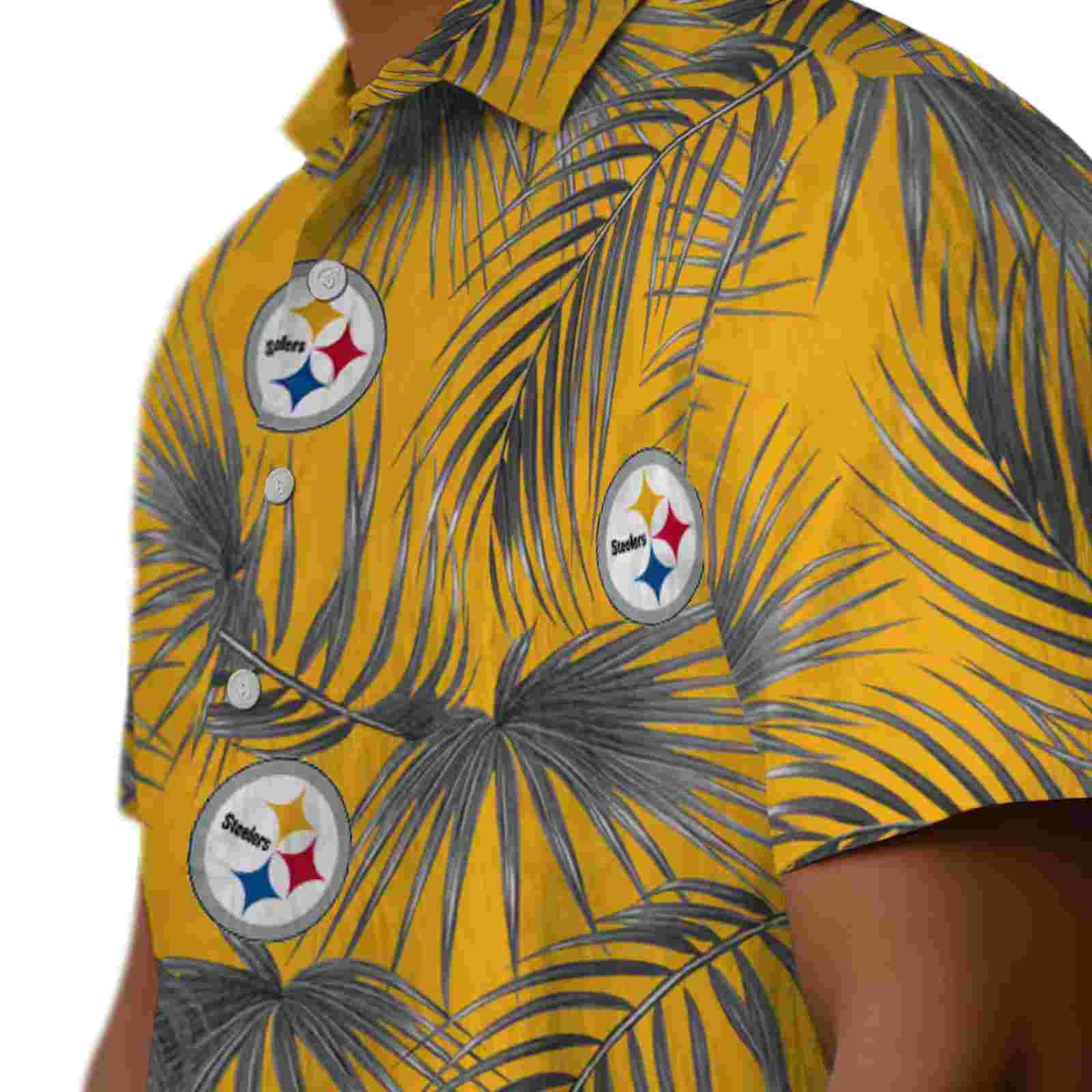 pittsburgh steelers leafy palms gold hawaiian shirt trendy