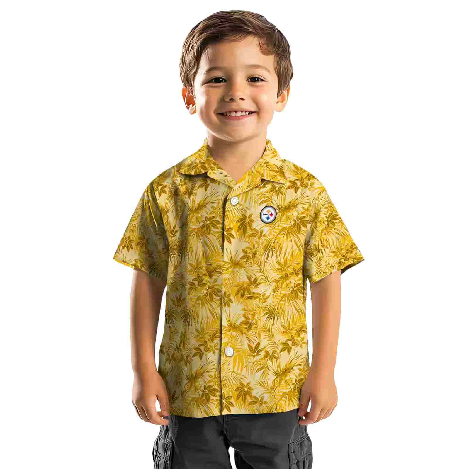 pittsburgh steelers leafy pattern gold hawaiian shirt top rated