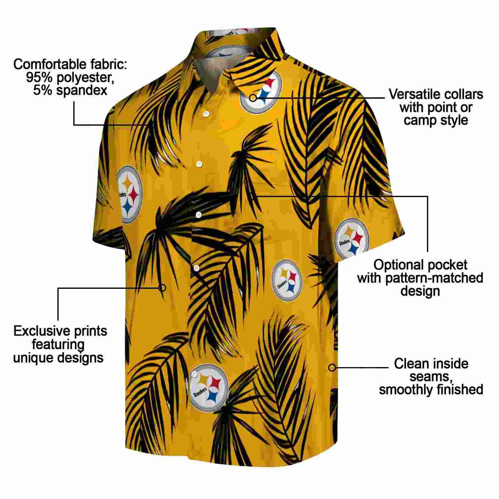 pittsburgh steelers palm leaf gold hawaiian shirt new arrival