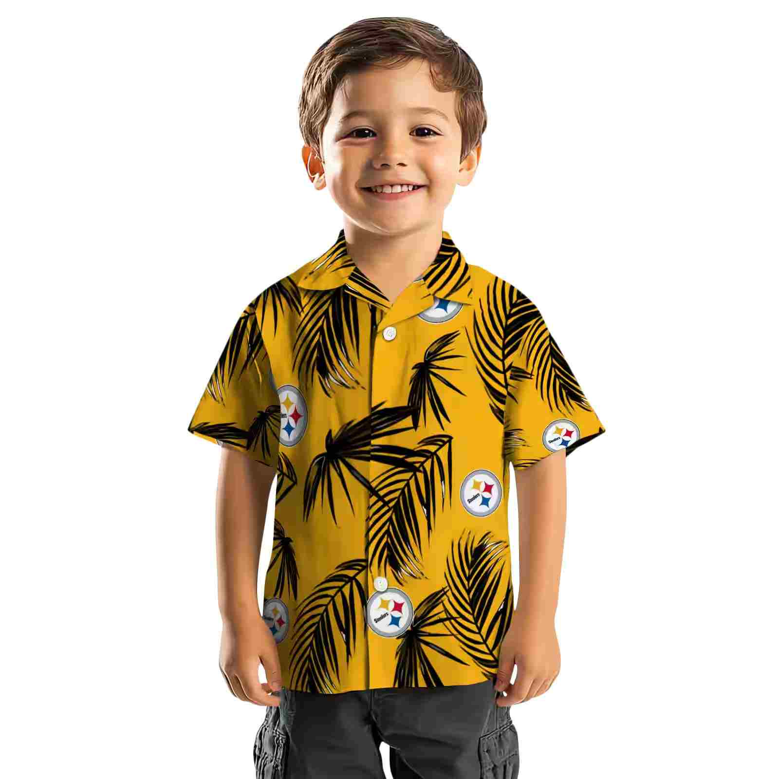 pittsburgh steelers palm leaf gold hawaiian shirt top rated