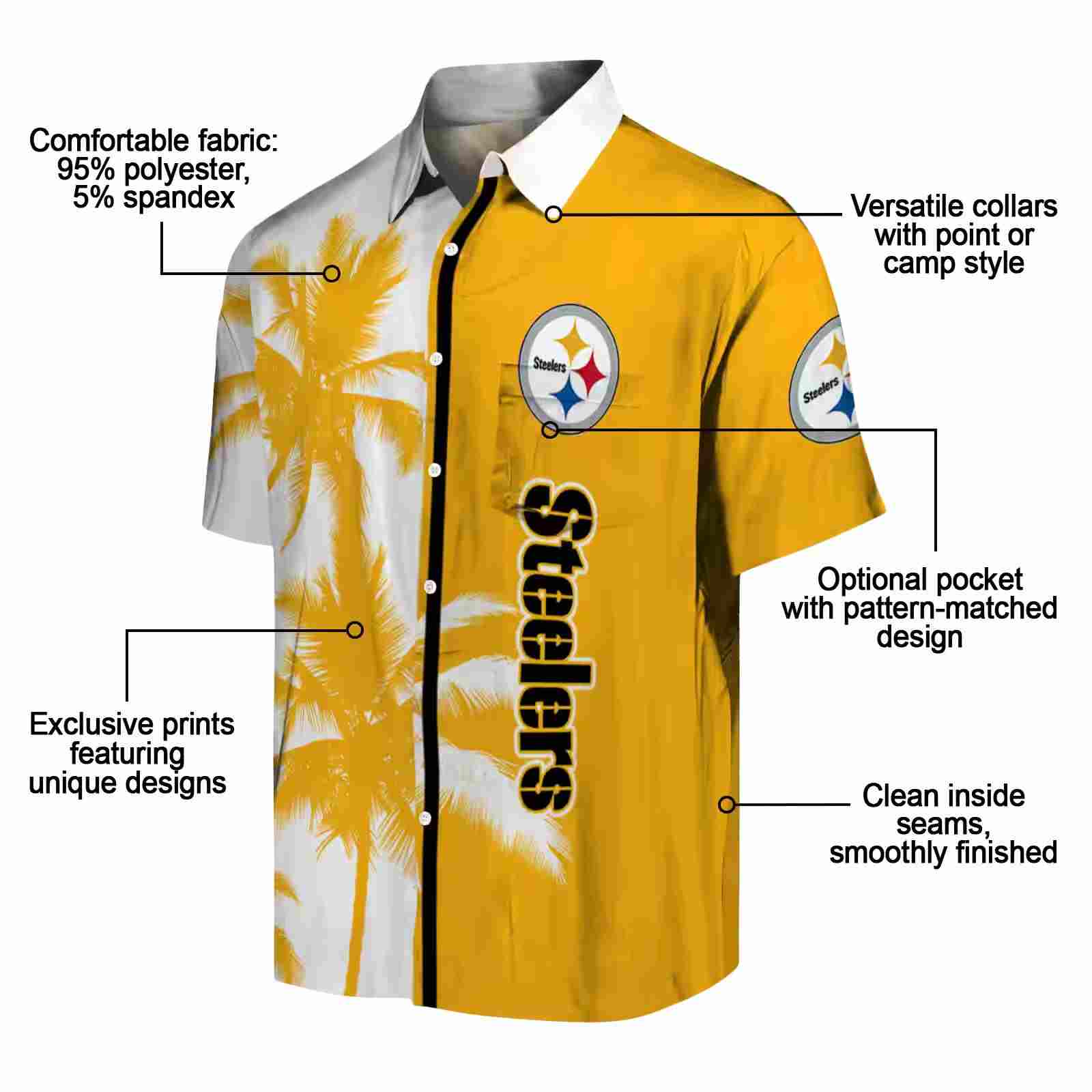 pittsburgh steelers palm trees gold white hawaiian shirt new arrival