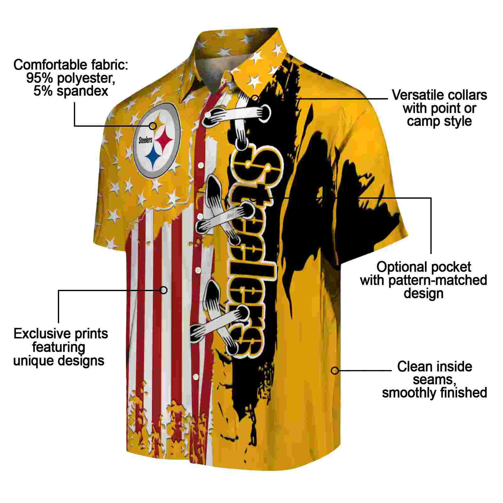 pittsburgh steelers stitched flag gold hawaiian shirt new arrival