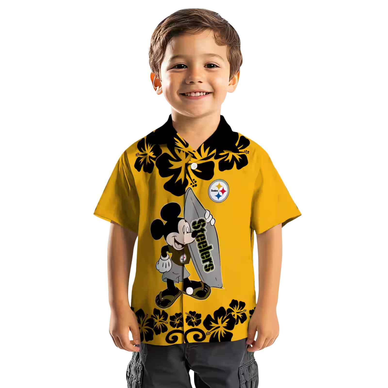 pittsburgh steelers surfing mickey gold hawaiian shirt top rated