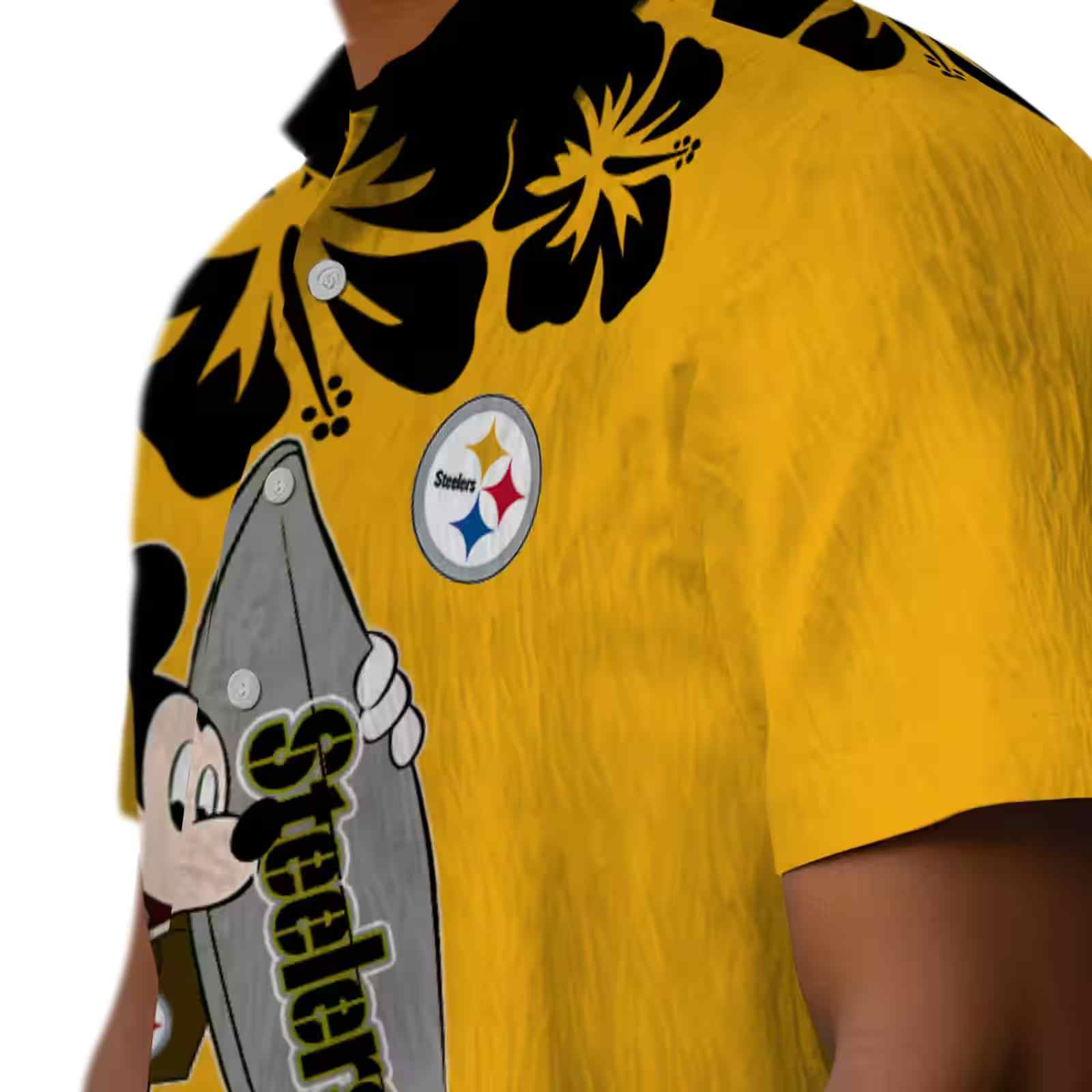 pittsburgh steelers surfing mickey gold hawaiian shirt trendy