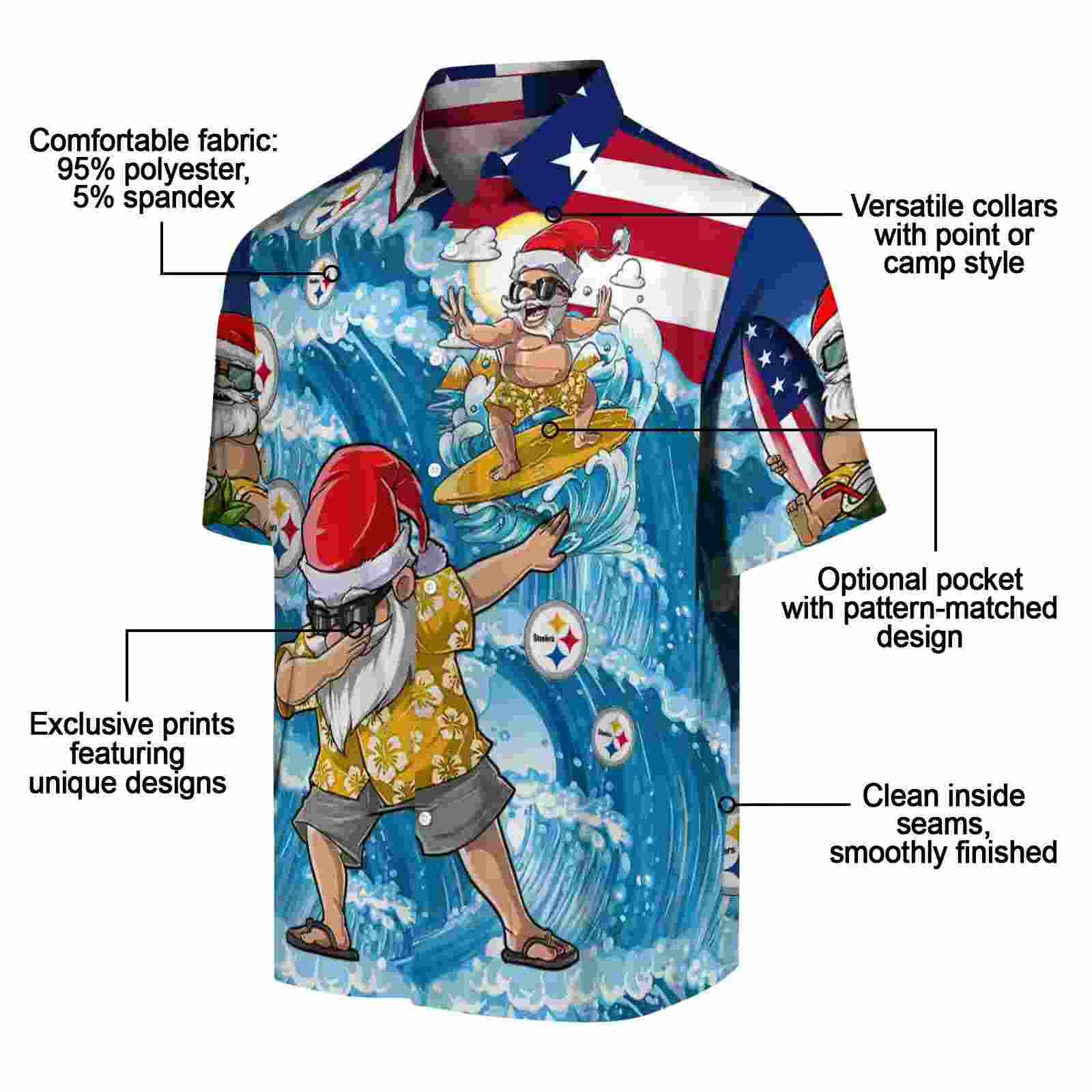 pittsburgh steelers surfing santa blue hawaiian shirt new arrival