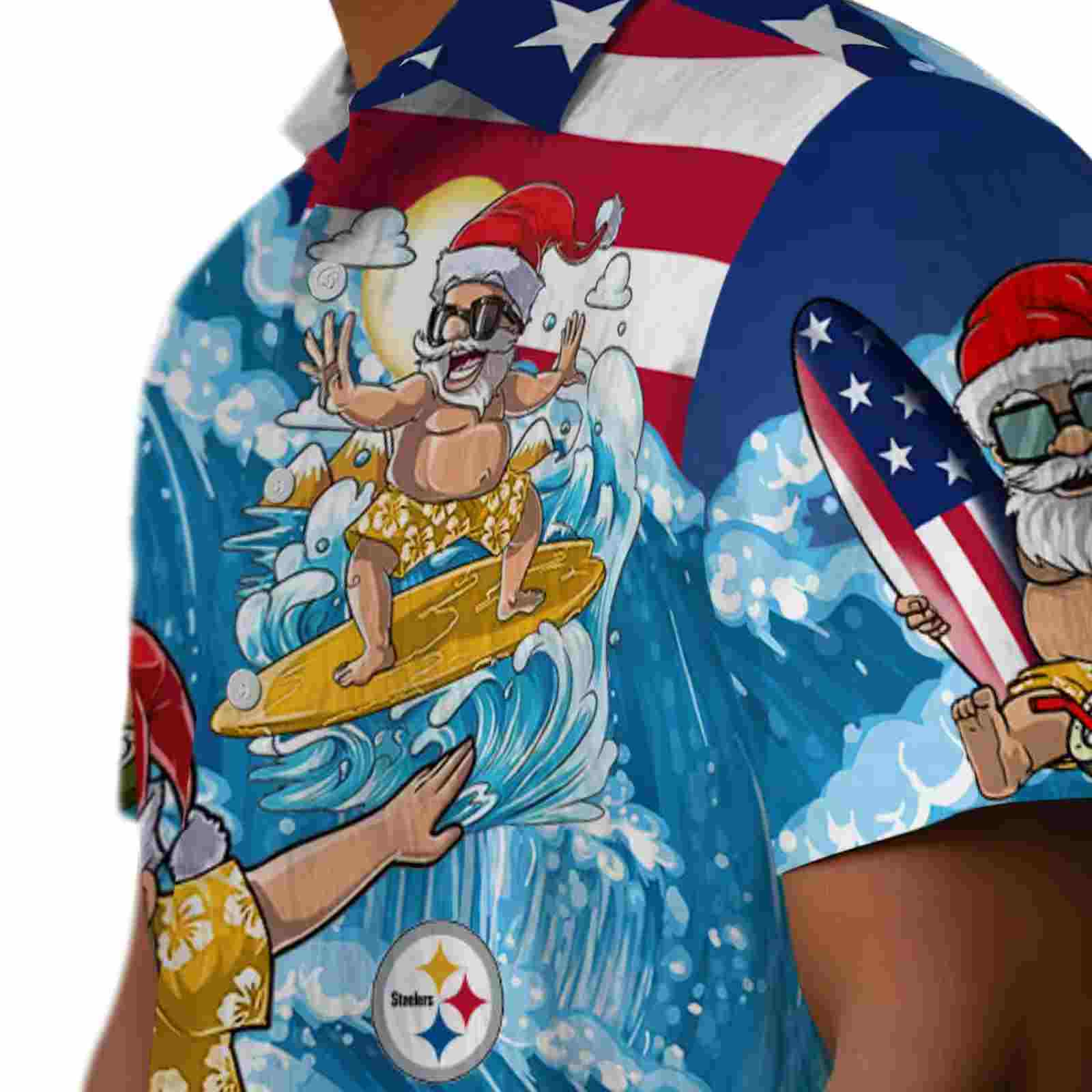 pittsburgh steelers surfing santa blue hawaiian shirt trendy