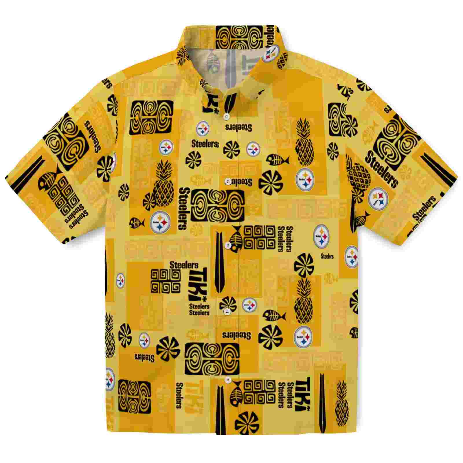 Pittsburgh Steelers Tribal Symbols Gold Hawaiian Shirt