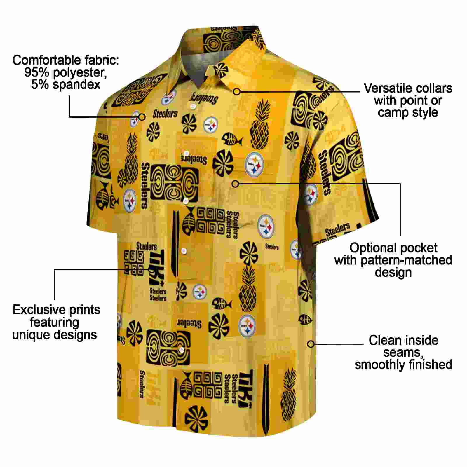 pittsburgh steelers tribal symbols gold hawaiian shirt new arrival