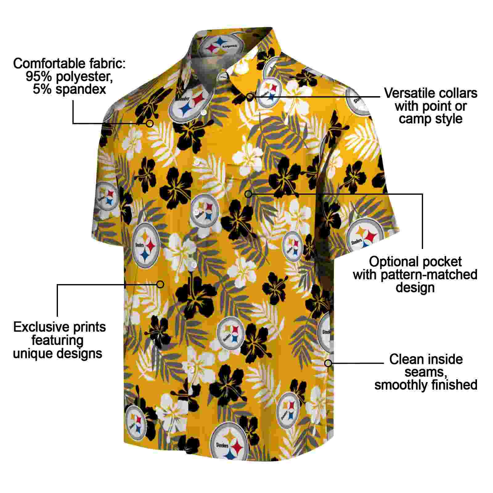 pittsburgh steelers tropical floral gold hawaiian shirt new arrival