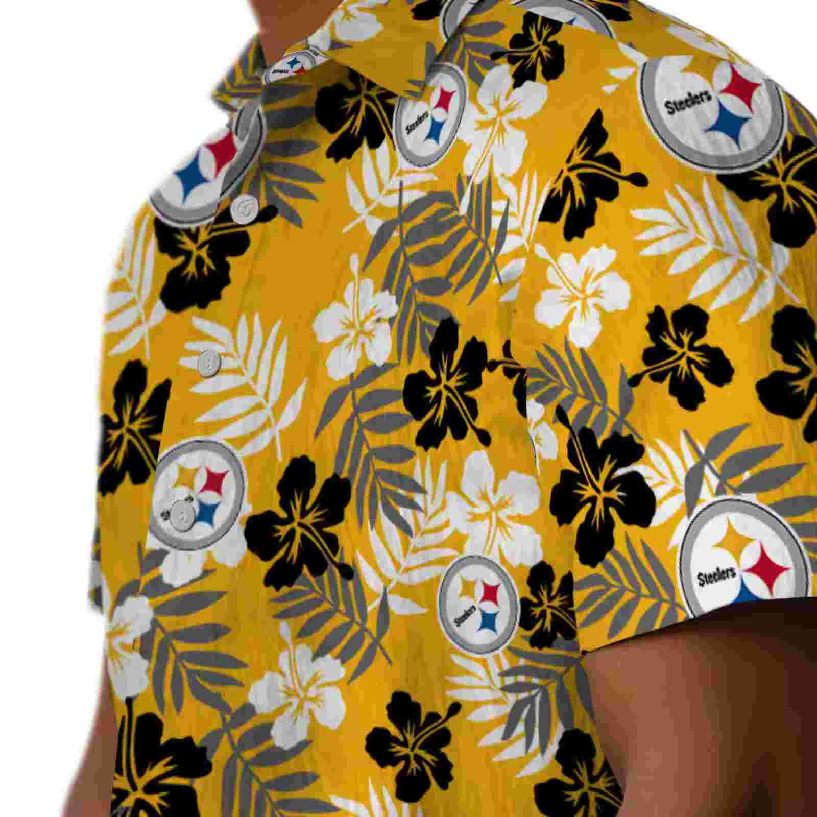 pittsburgh steelers tropical floral gold hawaiian shirt trendy