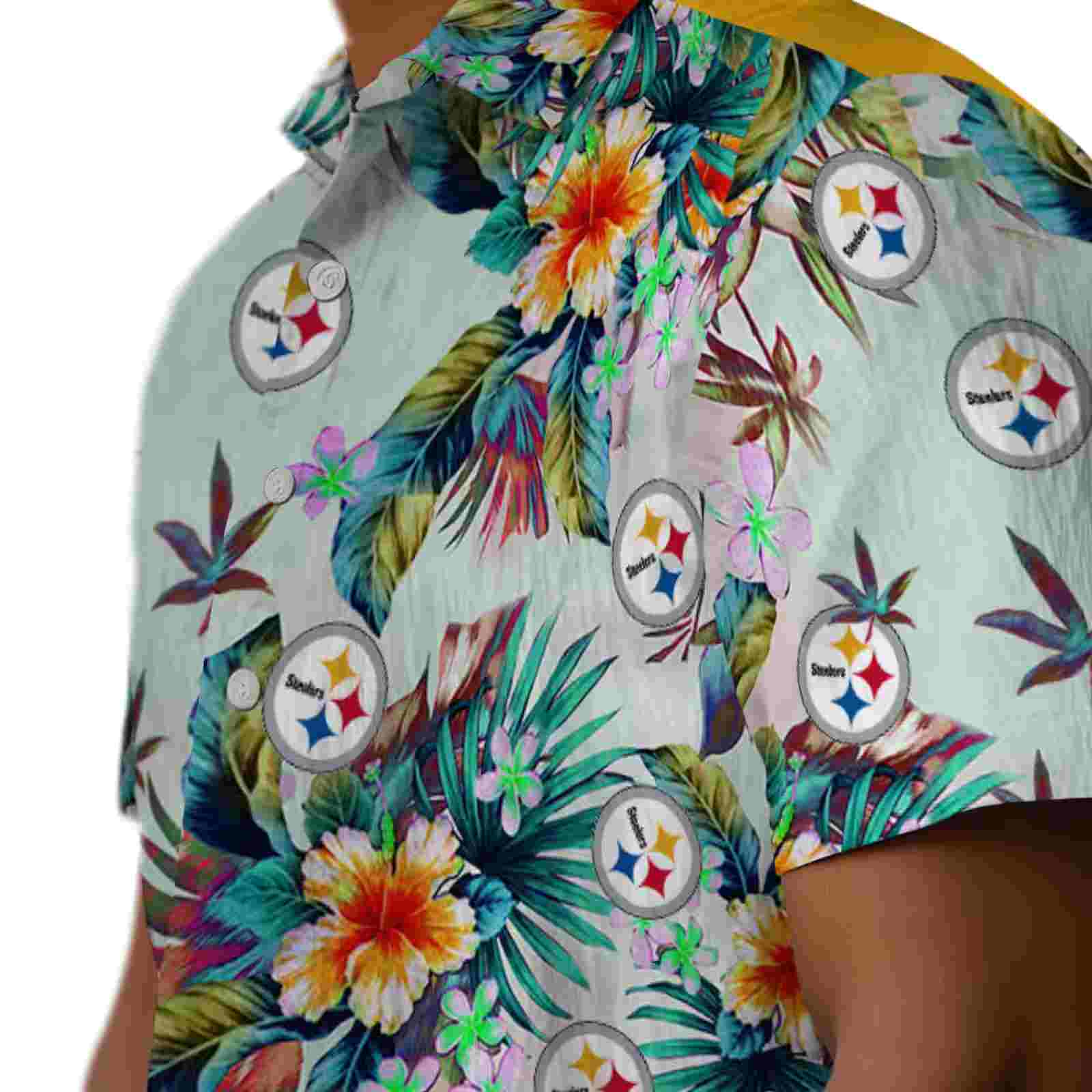 pittsburgh steelers tropical foliage green hawaiian shirt trendy