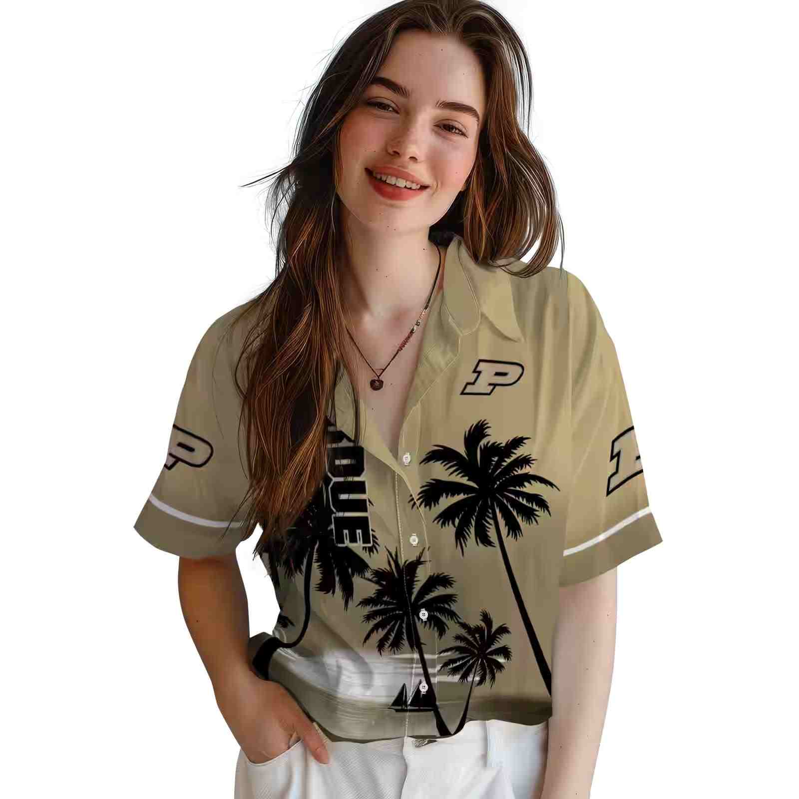 purdue boilermakers beach sunset gold black hawaiian shirt latest model