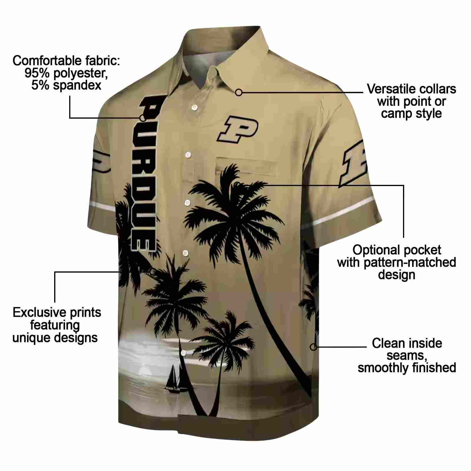 purdue boilermakers beach sunset gold black hawaiian shirt new arrival