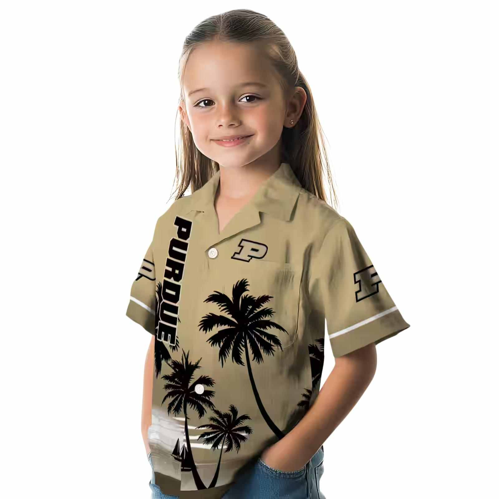 purdue boilermakers beach sunset gold black hawaiian shirt premium grade