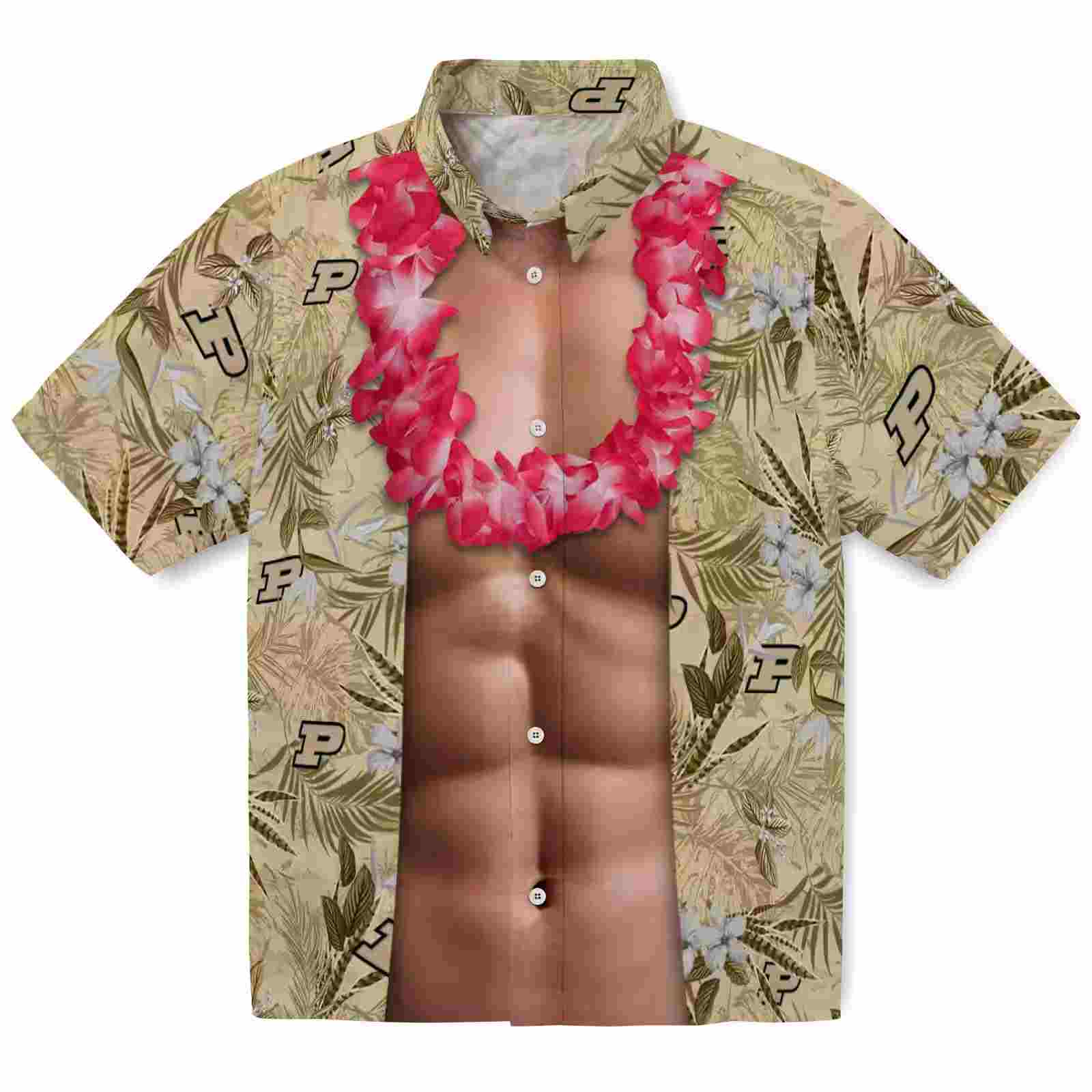 Purdue Boilermakers Chest Illusion Gold Hawaiian Shirt