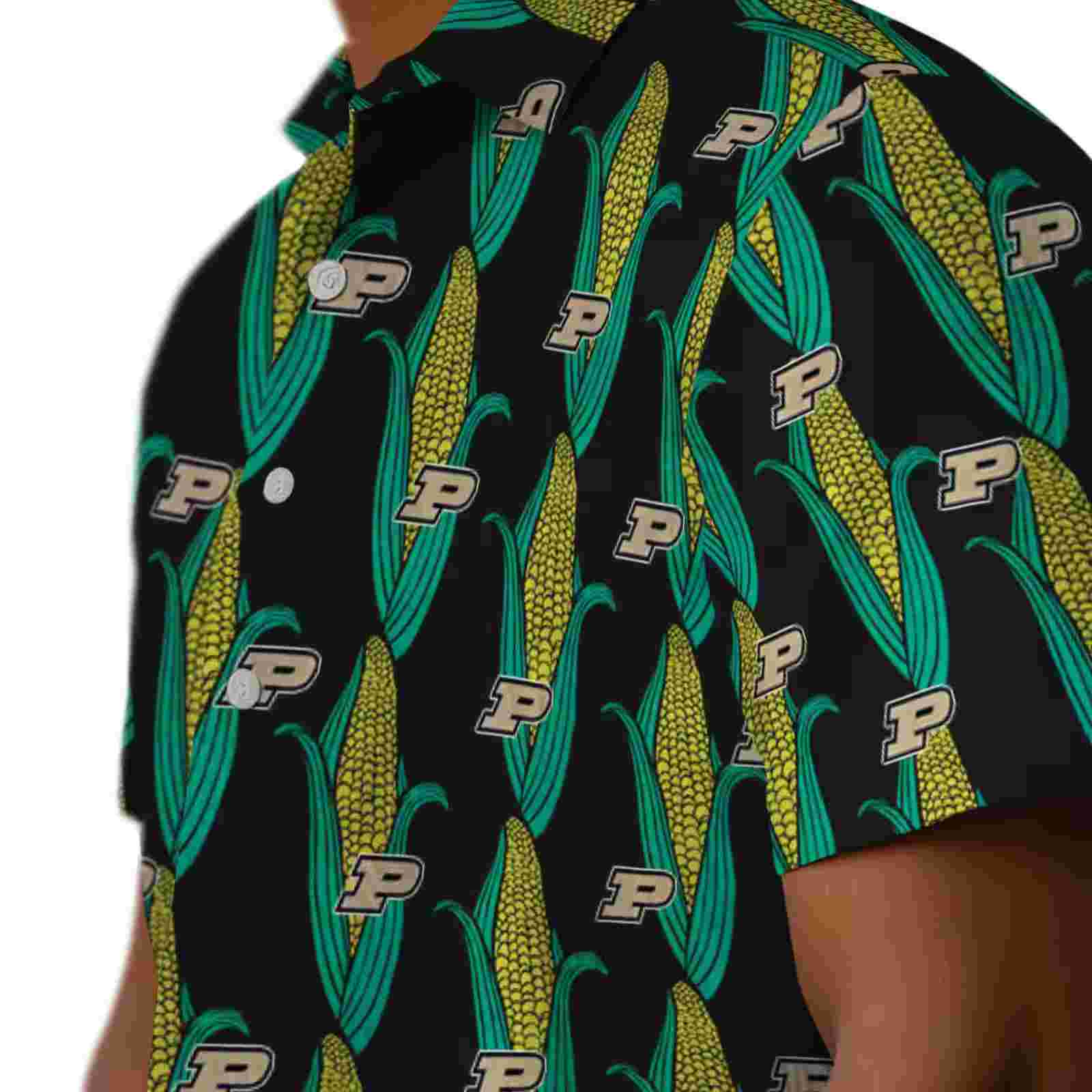 purdue boilermakers corn motifs black green hawaiian shirt trendy