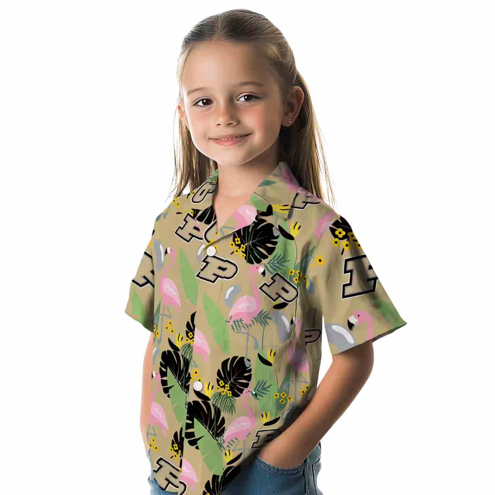 purdue boilermakers flamingo leaves gold hawaiian shirt premium grade