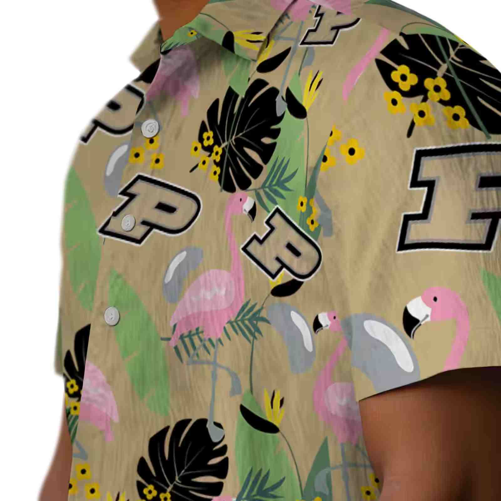 purdue boilermakers flamingo leaves gold hawaiian shirt trendy