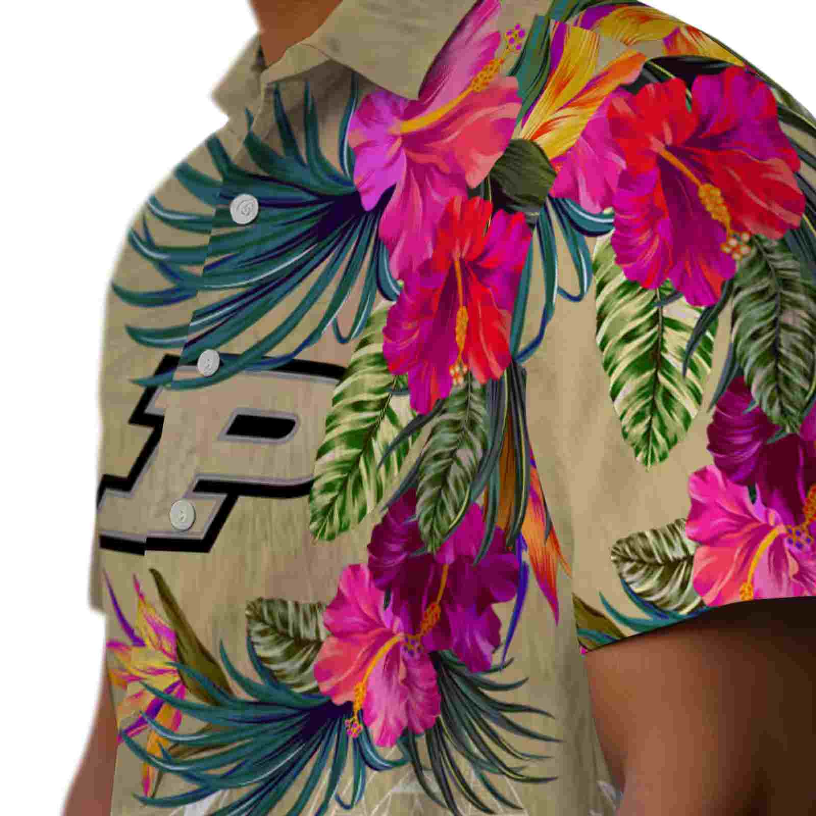 purdue boilermakers floral polynesian gold hawaiian shirt trendy