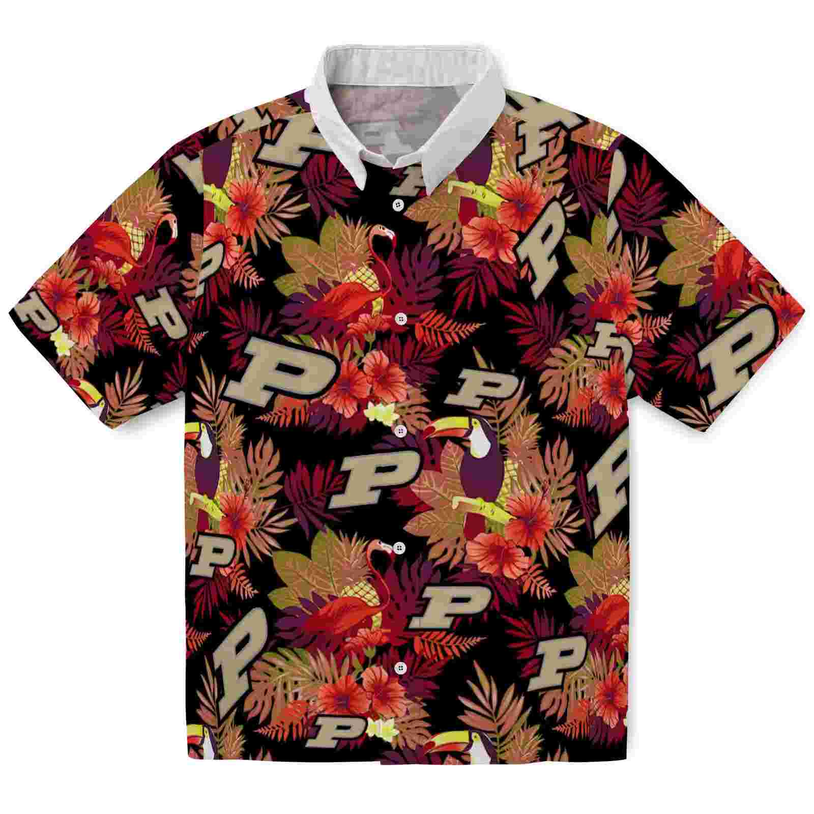 Purdue Boilermakers Floral Toucan Gold Red Hawaiian Shirt