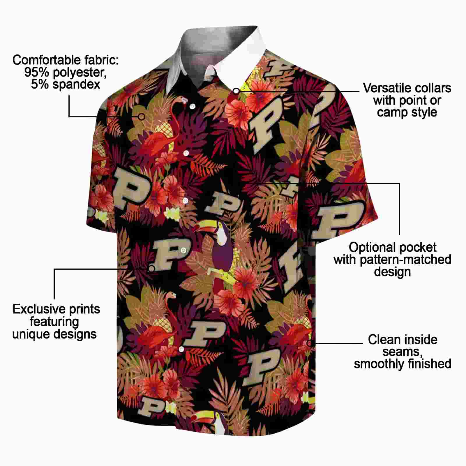 purdue boilermakers floral toucan gold red hawaiian shirt new arrival