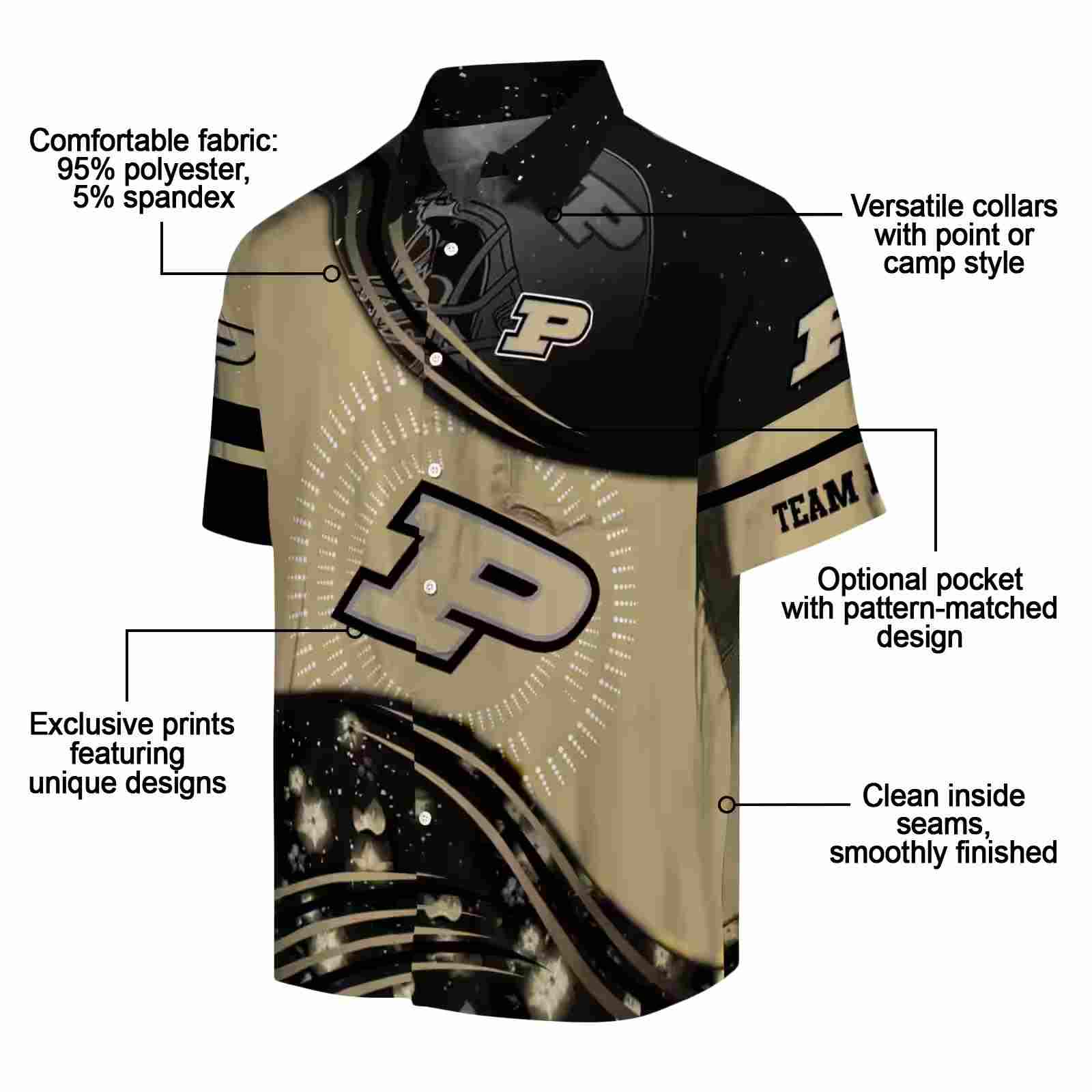 purdue boilermakers football wave gold black hawaiian shirt new arrival