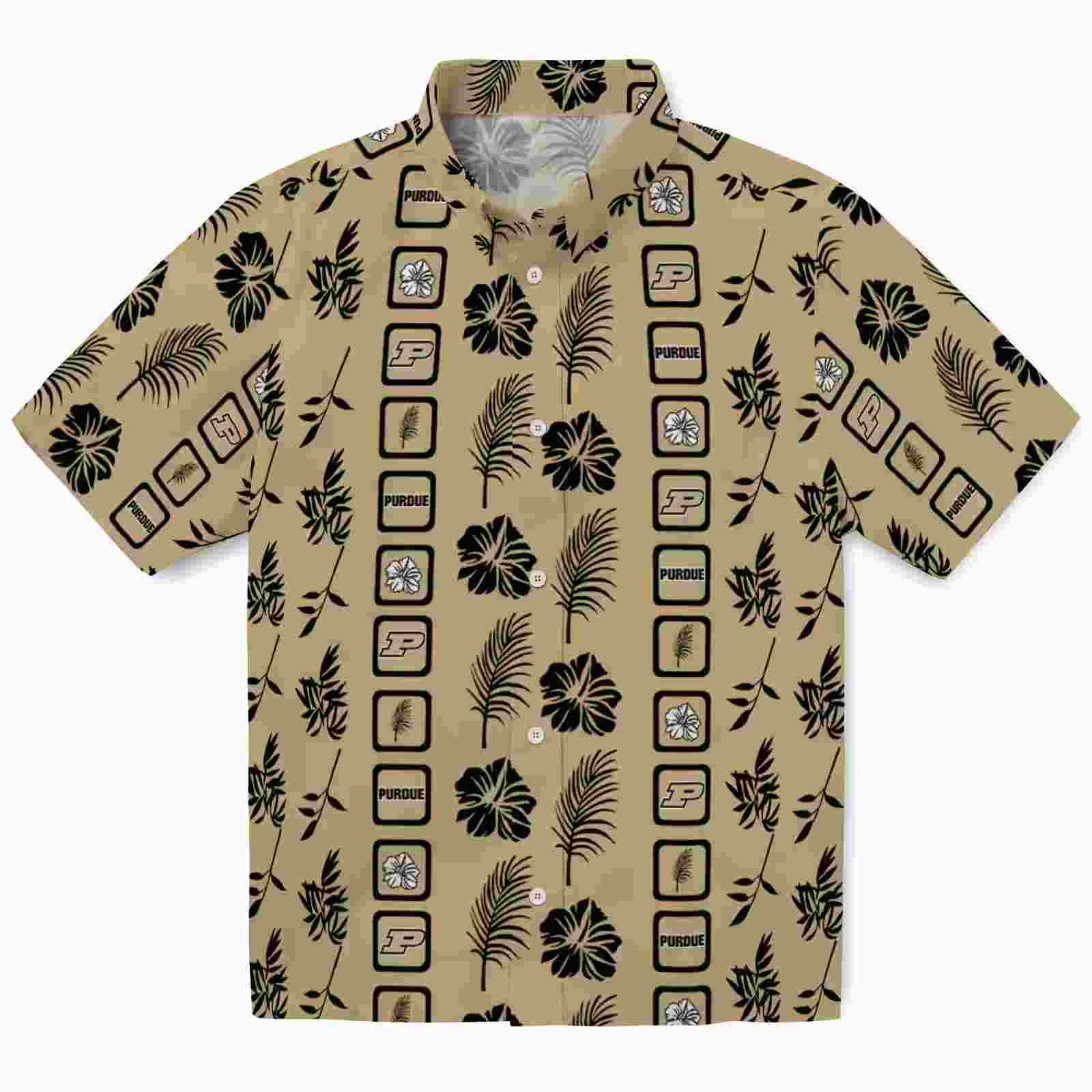 Purdue Boilermakers Framed Floral Gold Hawaiian Shirt